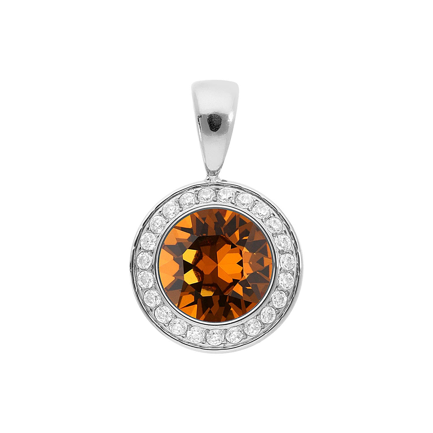 Tondo Deluxe Pendant 0.51" - Silver light amber