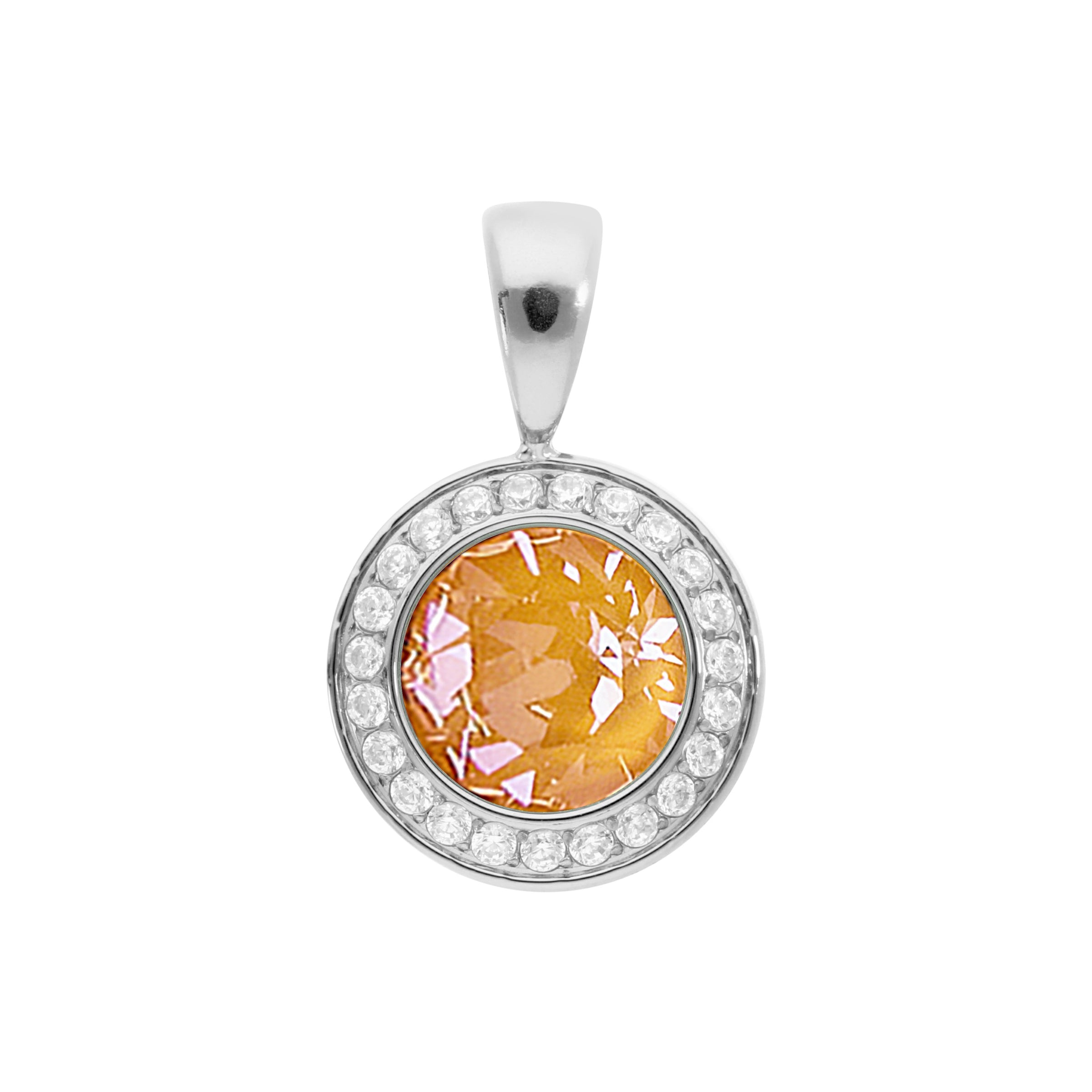 Tondo Deluxe Pendant 0.51" - Silver Crystal Mango Ignite