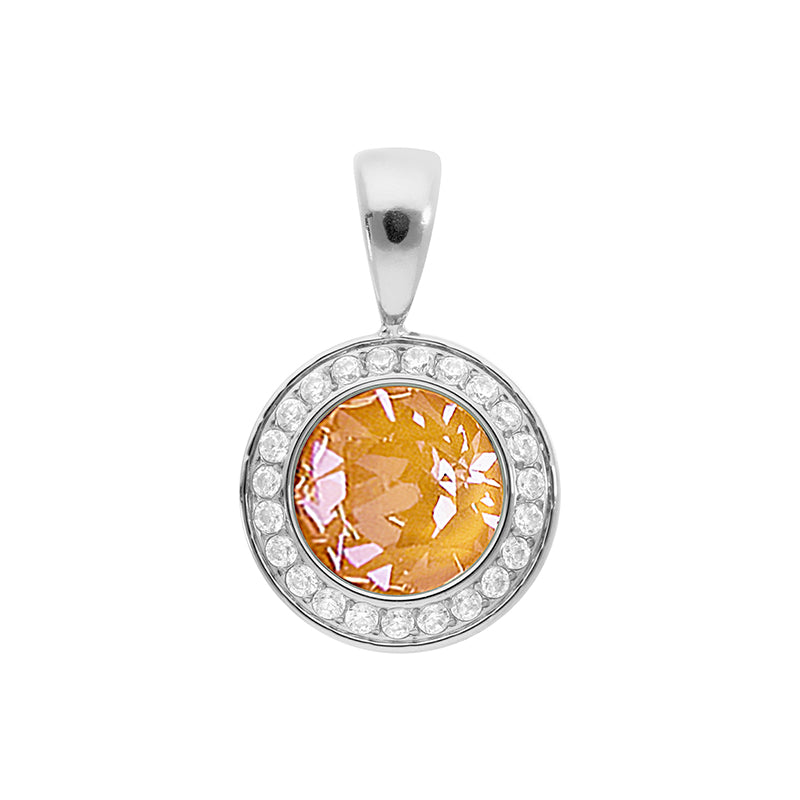 Tondo Deluxe Pendant 0.51" - Silver Crystal Mango Ignite
