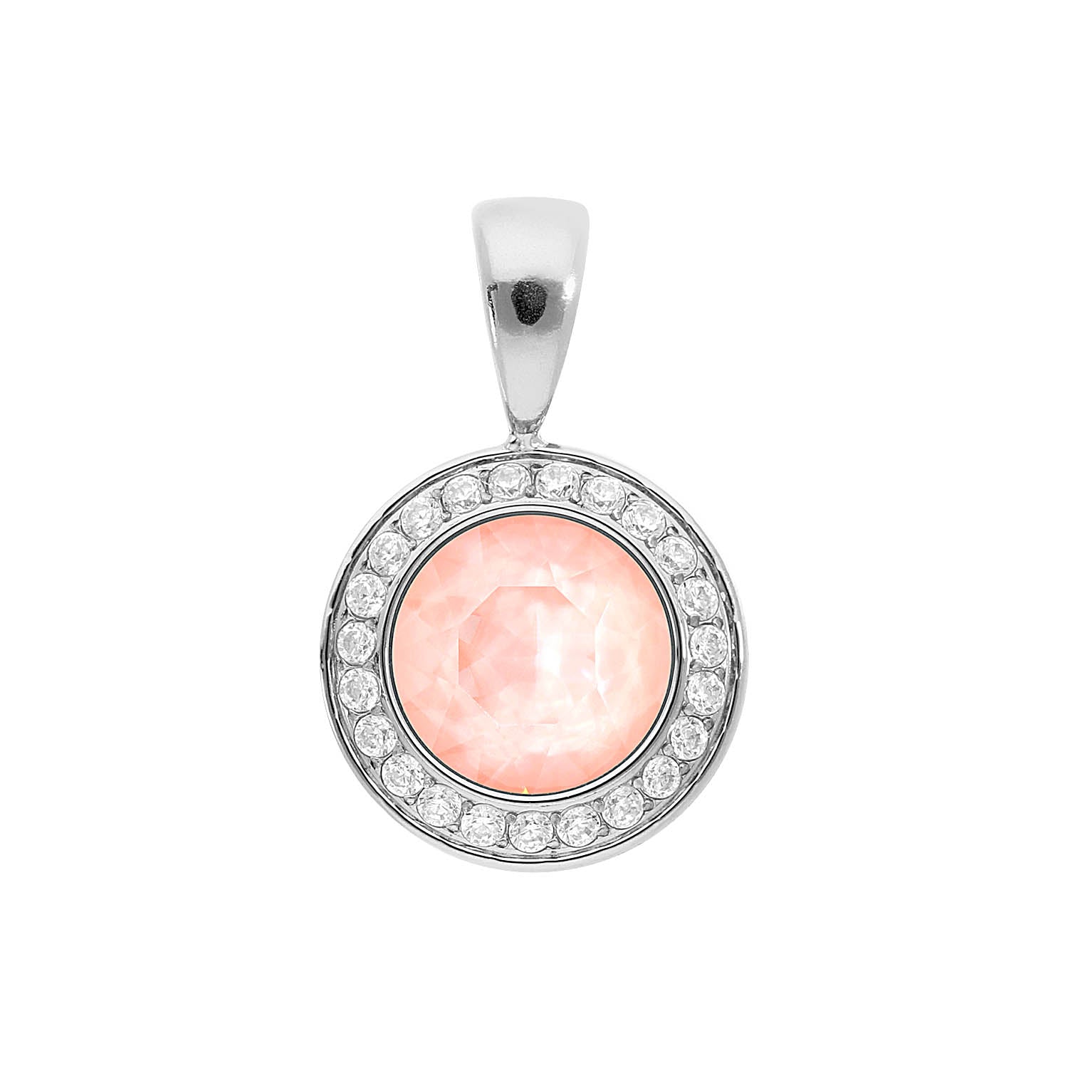 Tondo Deluxe Pendant 0.51" - Silver Crystal Flamingo Ignite