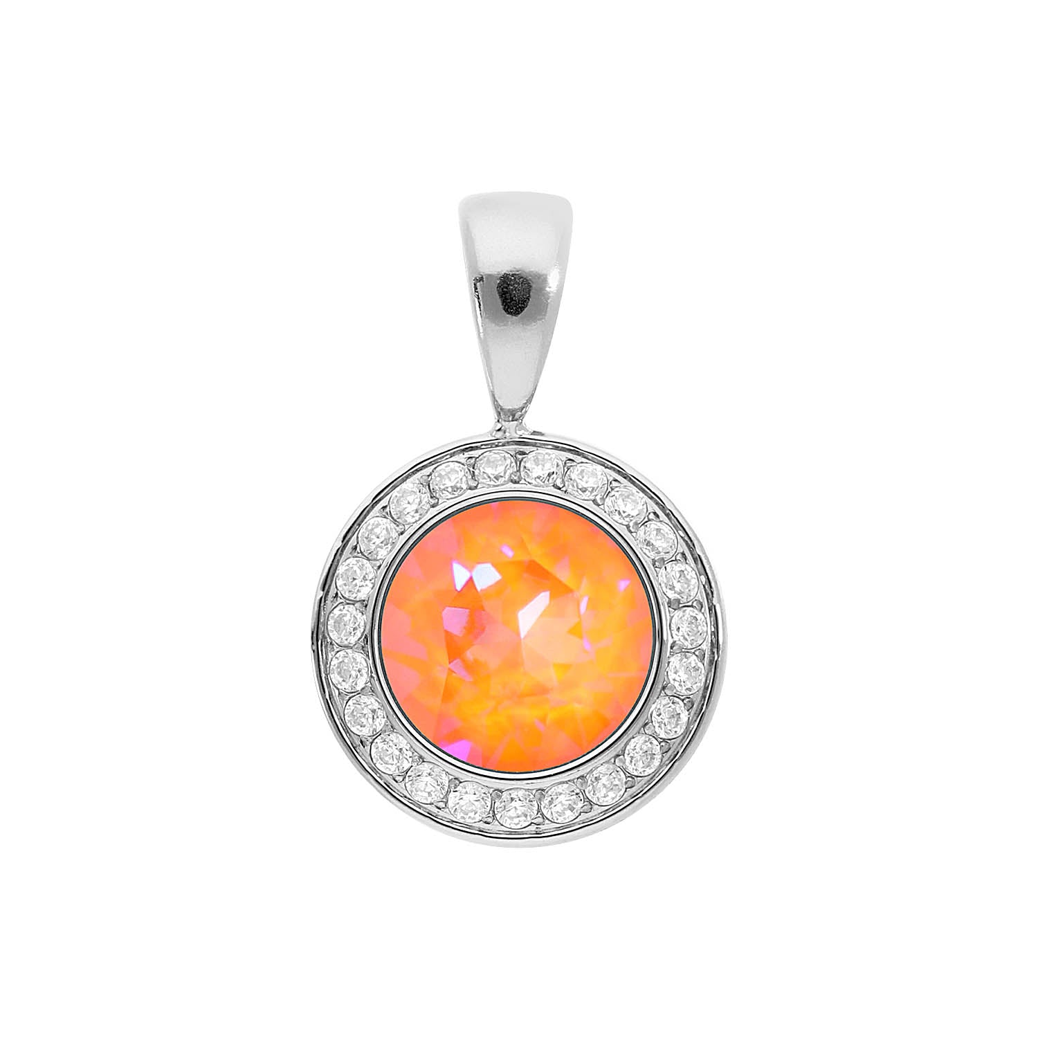 Tondo Deluxe Pendant 0.51" - Silver crystal orange glow delite