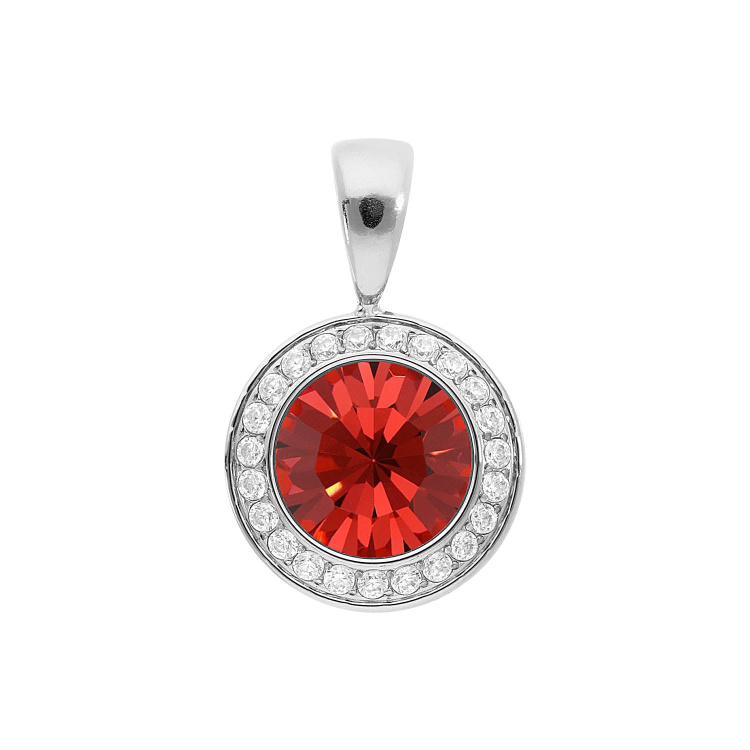 Tondo Deluxe Pendant 0.51" - Silver padparadscha