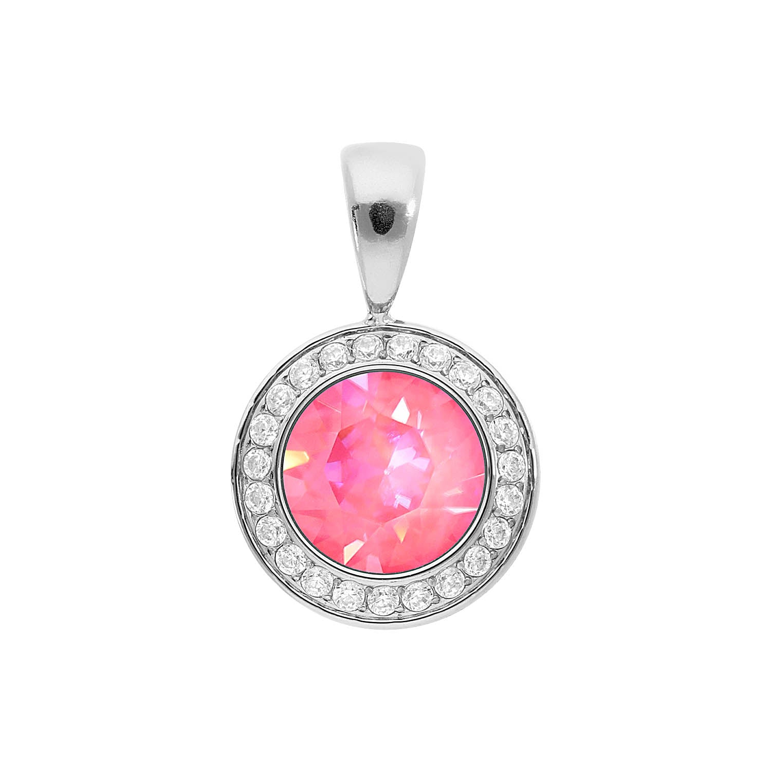 Tondo Deluxe Pendant 0.51" - Silver lotus pink delite