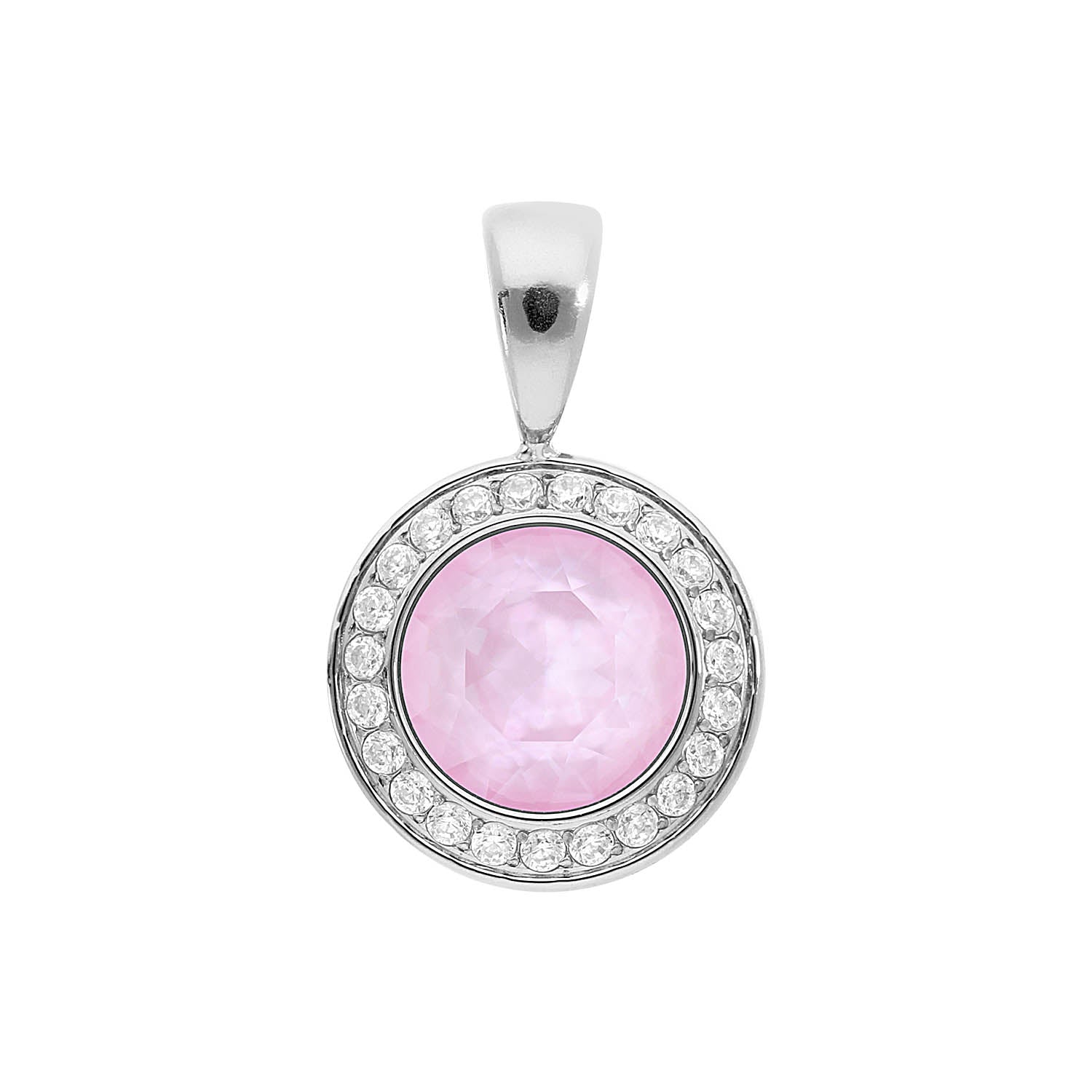 Tondo Deluxe Pendant 0.51" - Silver crystal soft rose ignite