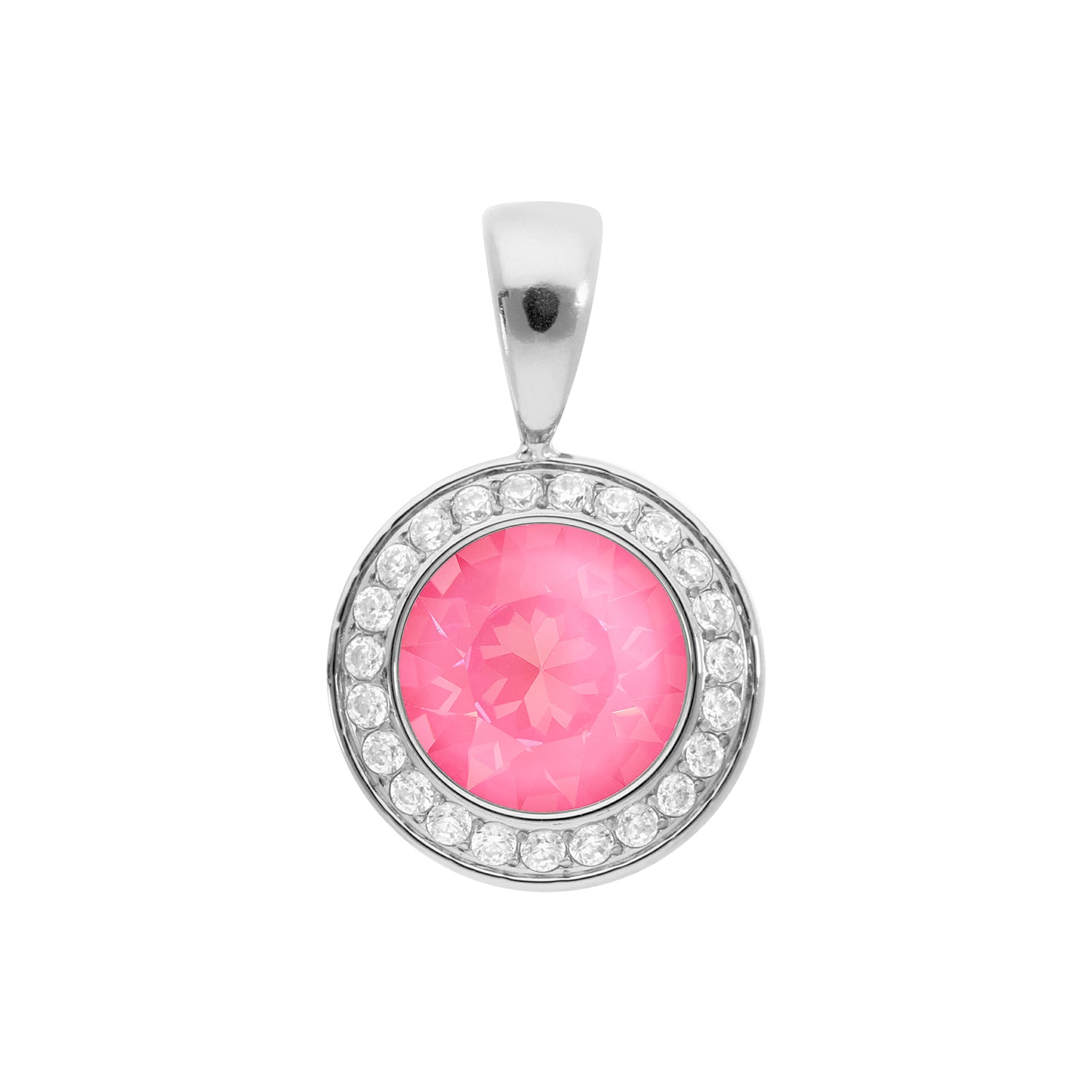 Tondo Deluxe Pendant 0.51" - Silver Crystal Dahlia Ignite