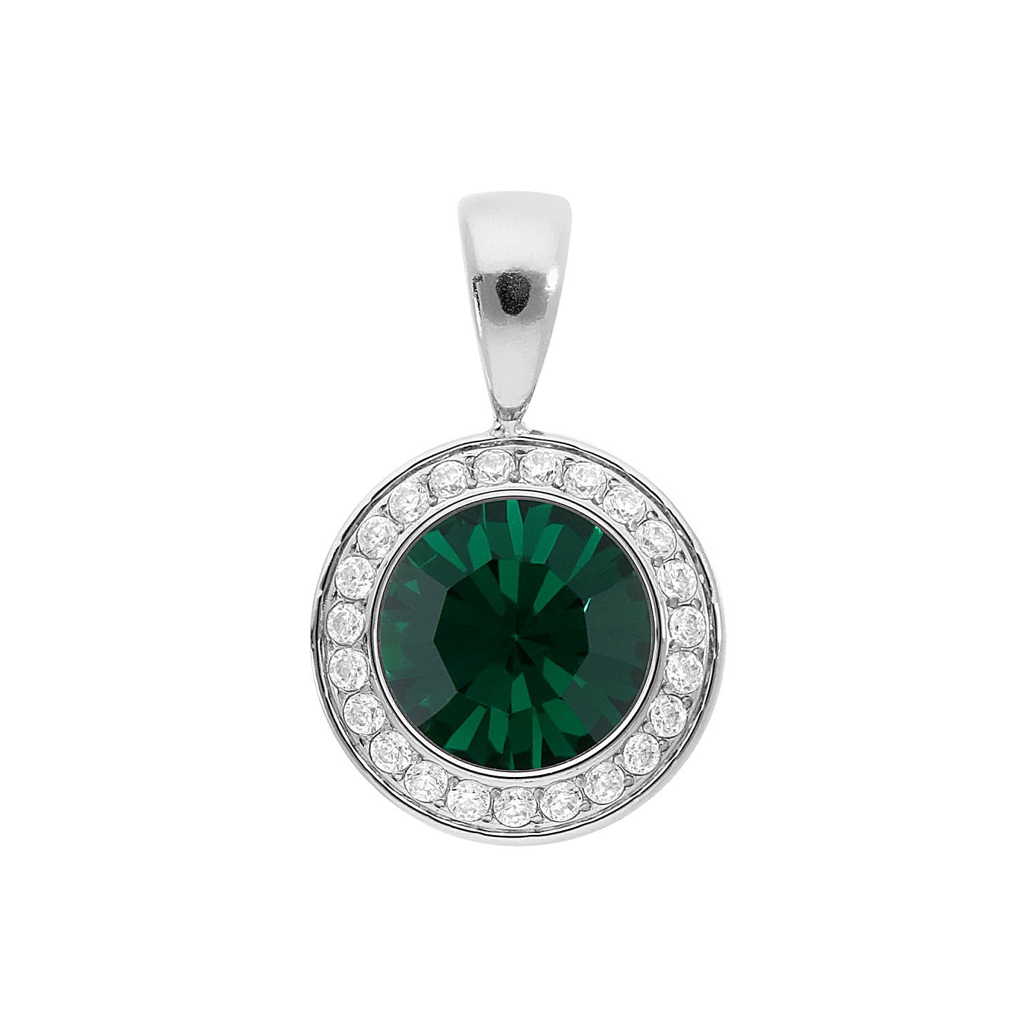 Tondo Deluxe Pendant 0.51" - Silver emerald