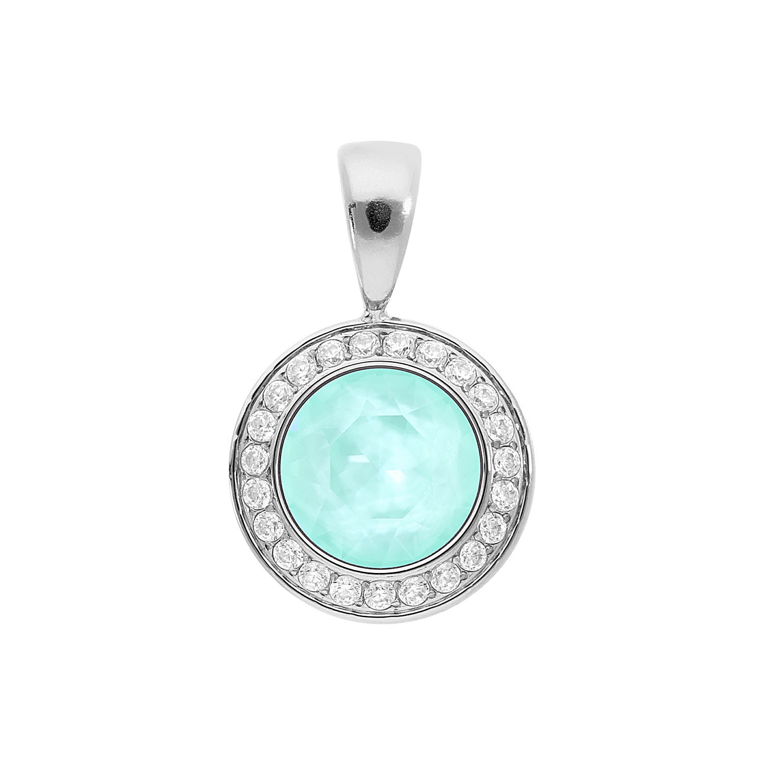 Tondo Deluxe Pendant 0.51" - Silver crystal soft mint ignite