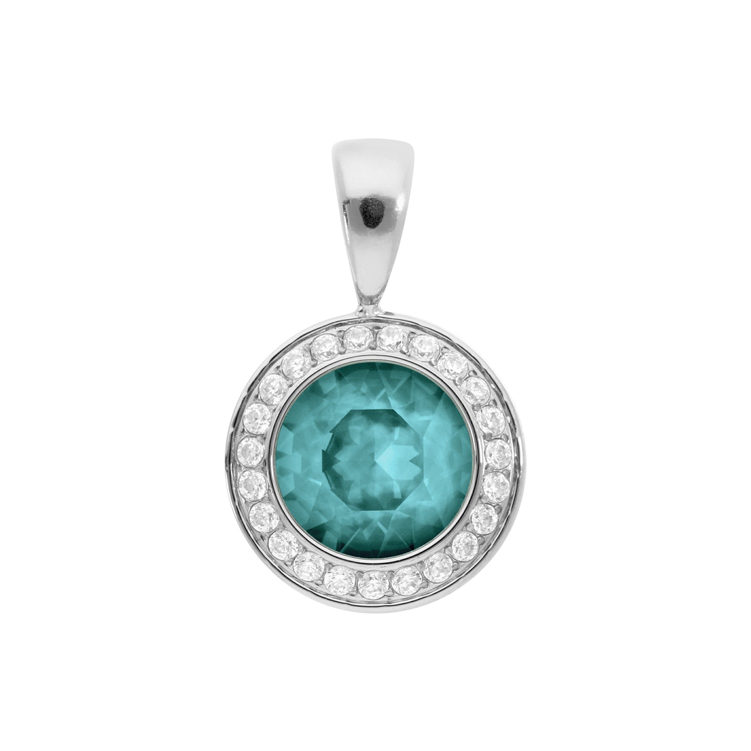 Tondo Deluxe Pendant 0.51" - Silver Crystal Pine Green Ignite