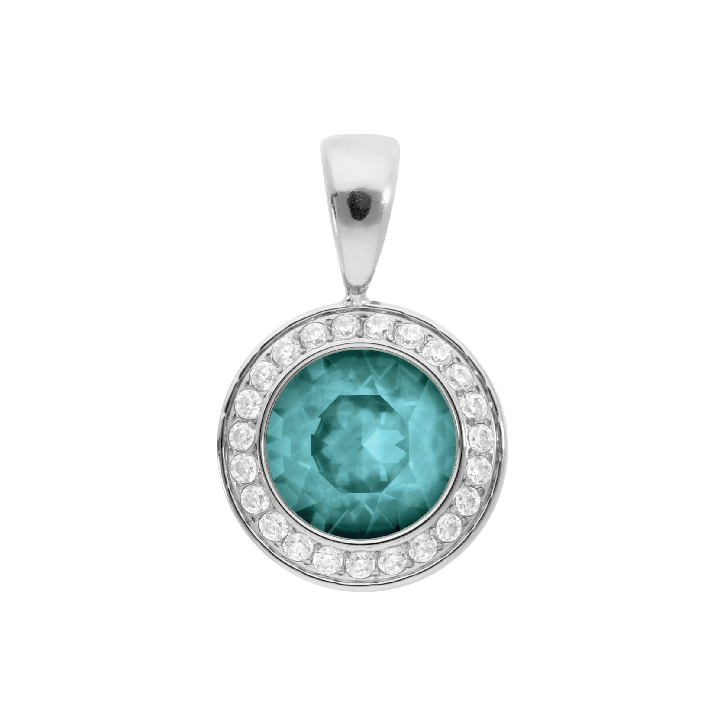 Tondo Deluxe Pendant 0.51" - Silver Crystal Pine Green Ignite
