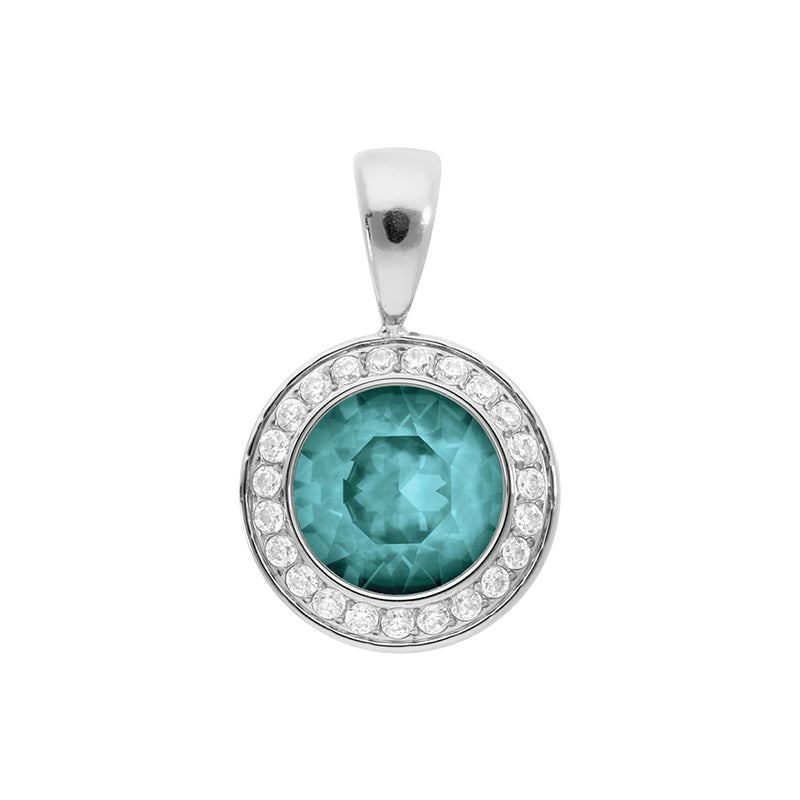 Tondo Deluxe Pendant 0.51" - Silver Crystal Pine Green Ignite