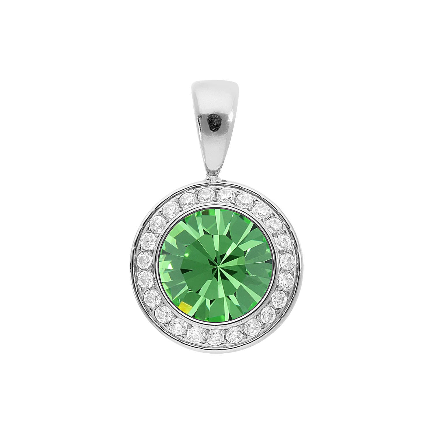 Tondo Deluxe Pendant 0.51" - Silver peridot