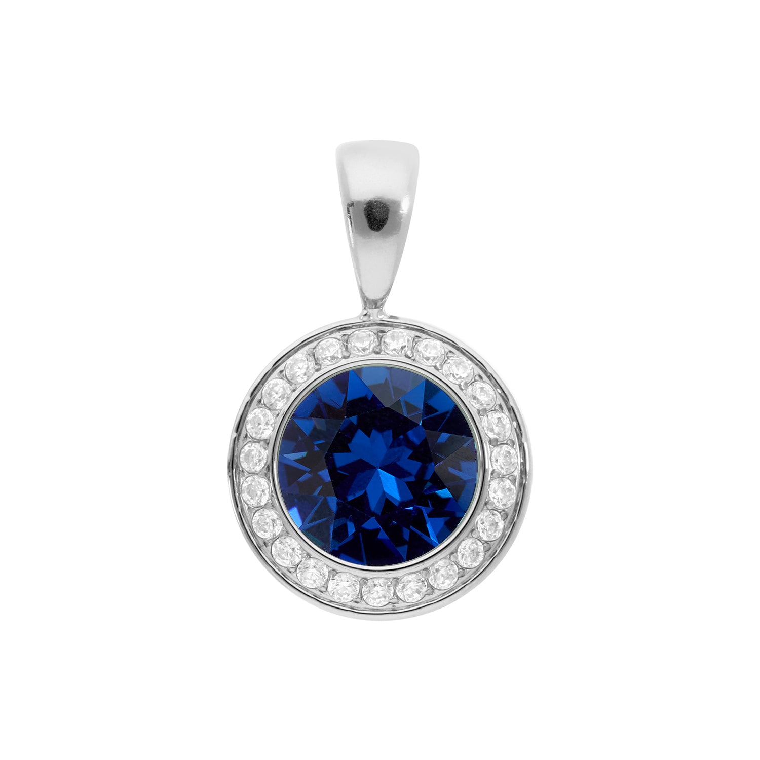 Tondo Deluxe Pendant 0.51" - Silver ReCreated Dark Sapphire