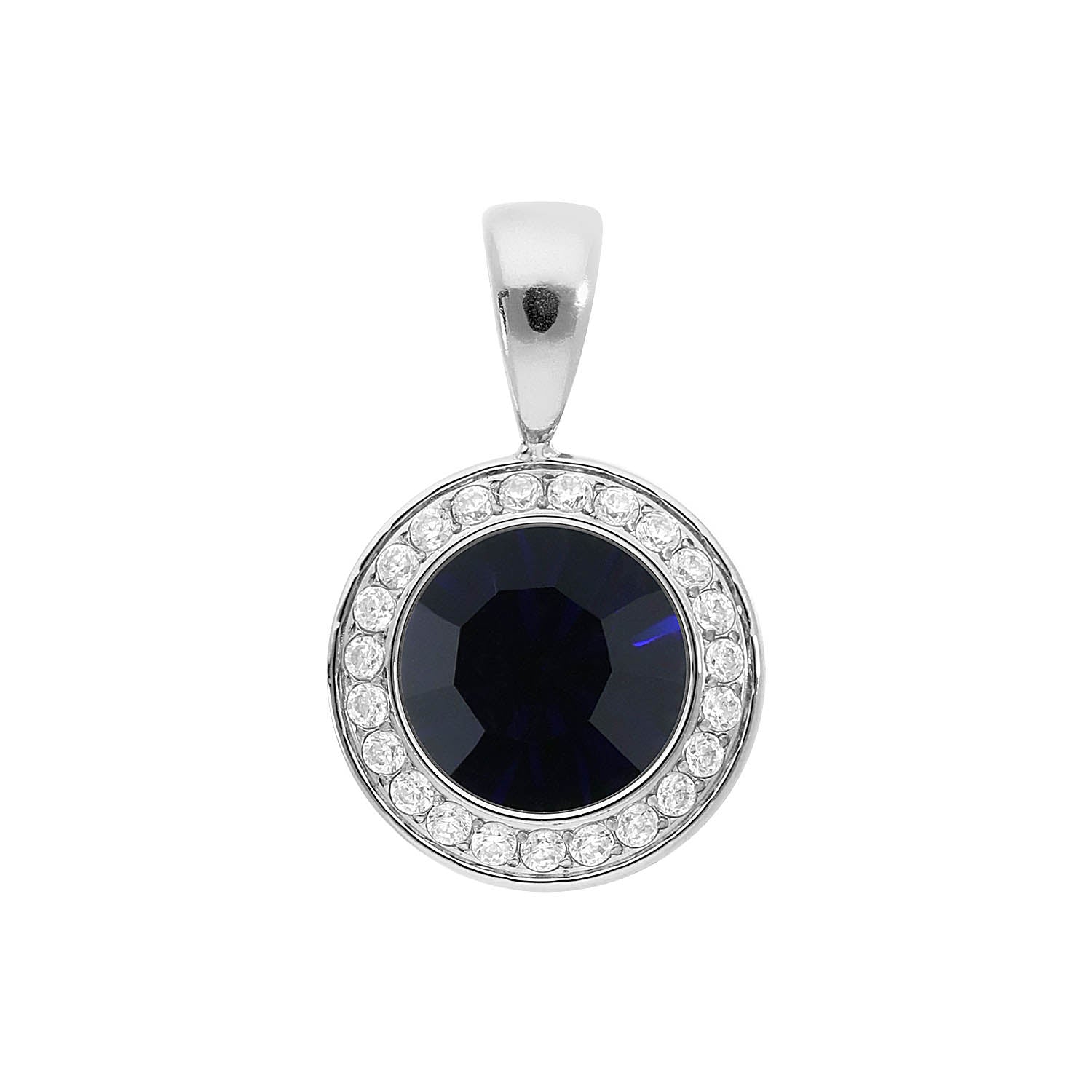 Tondo Deluxe Pendant 0.51" - Silver Dark Indigo