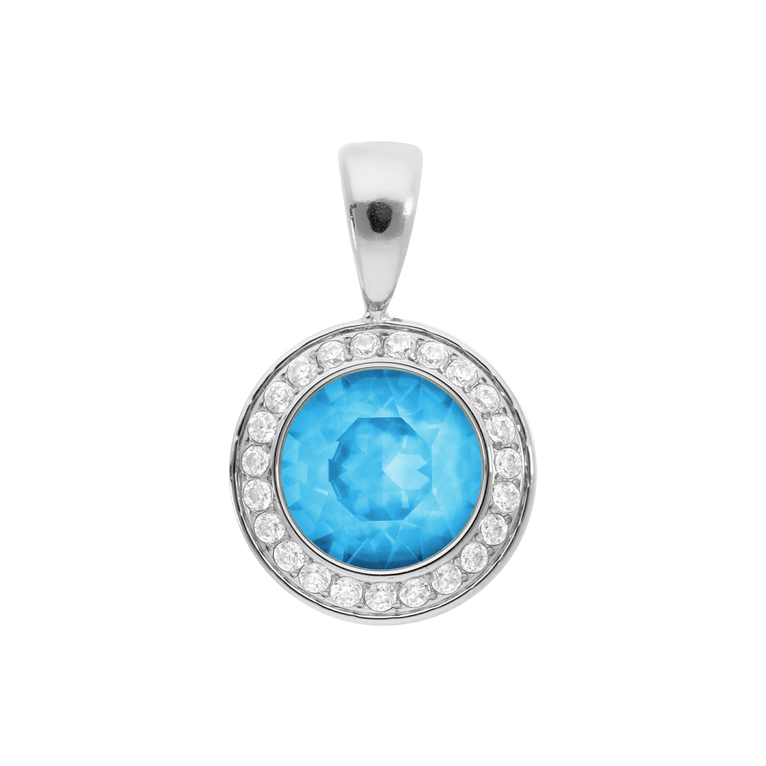 Tondo Deluxe Pendant 0.51" - Silver Crystal Electric Blue Ignite