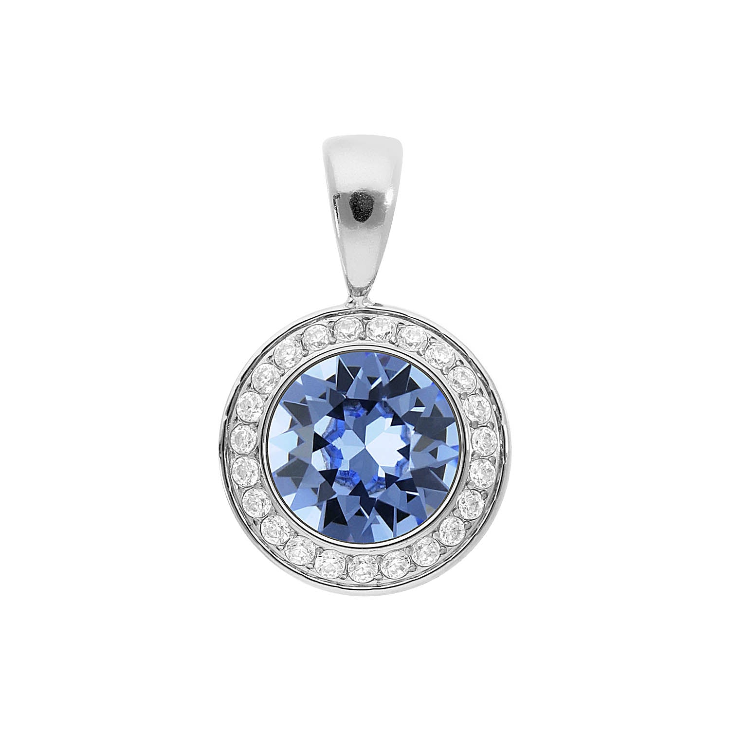Tondo Deluxe Pendant 0.51" - Silver light sapphire