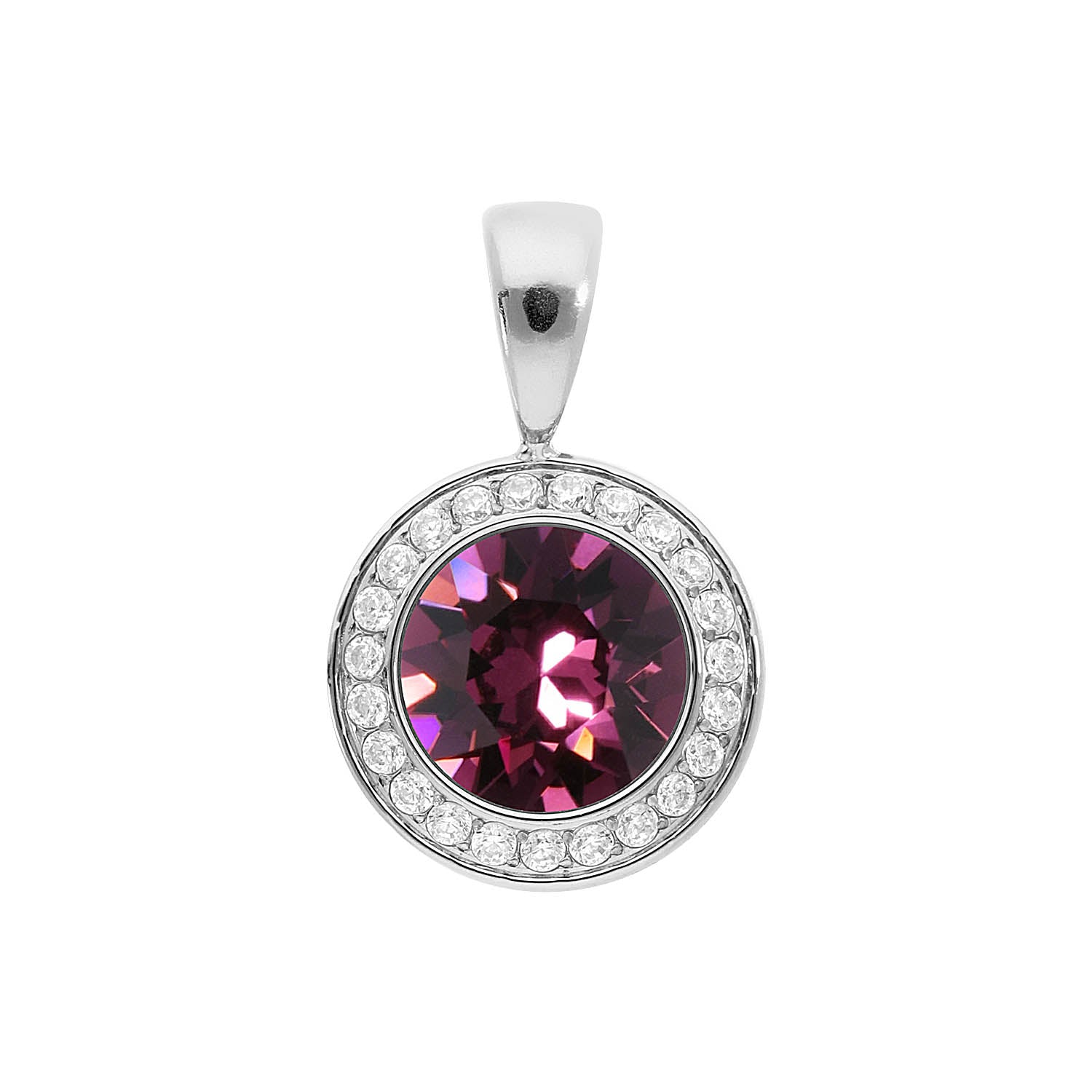 Tondo Deluxe Pendant 0.51" - Silver amethyst