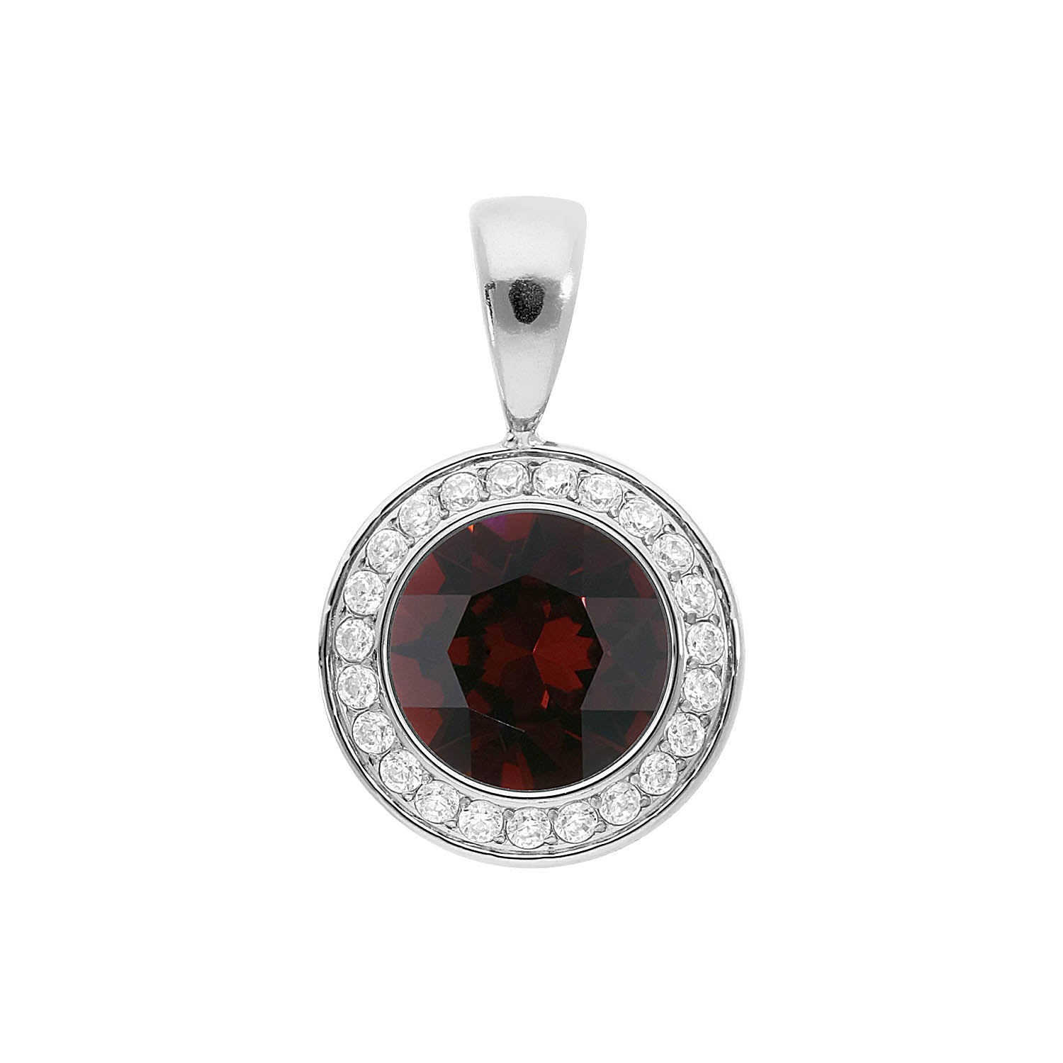 Tondo Deluxe Pendant 0.51" - Silver Burgundy