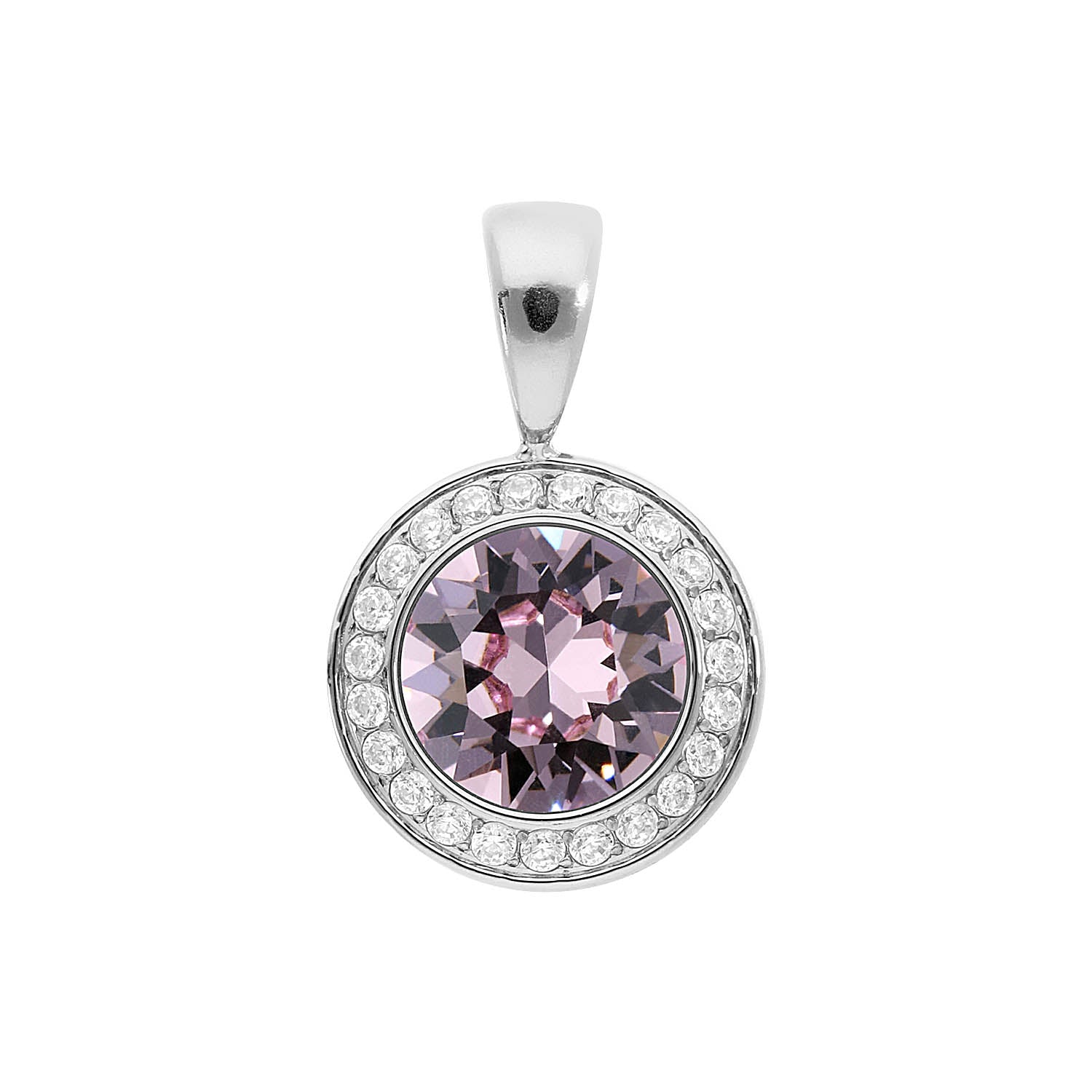 Tondo Deluxe Pendant 0.51" - Silver light amethyst