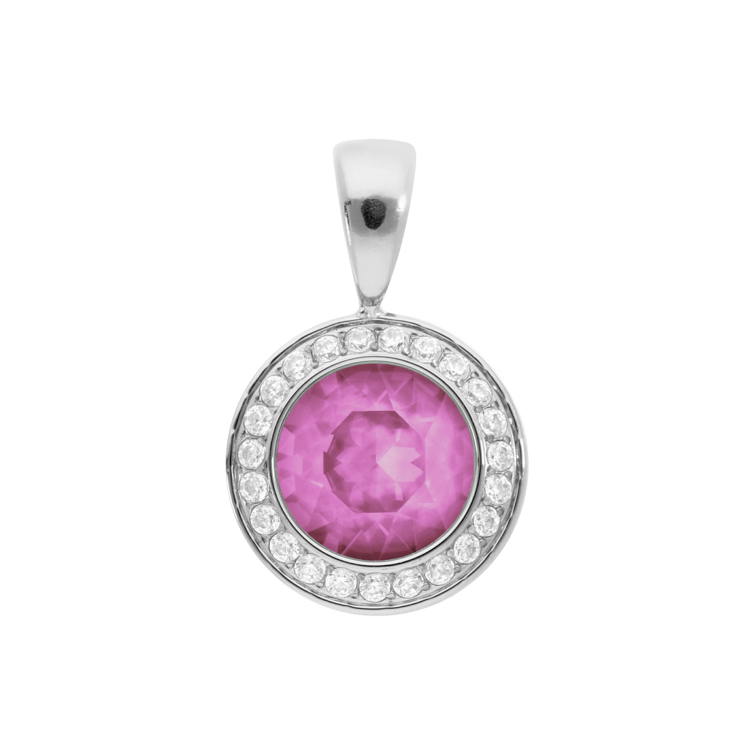 Tondo Deluxe Pendant 0.51" - Silver Crystal Orchid Ignite