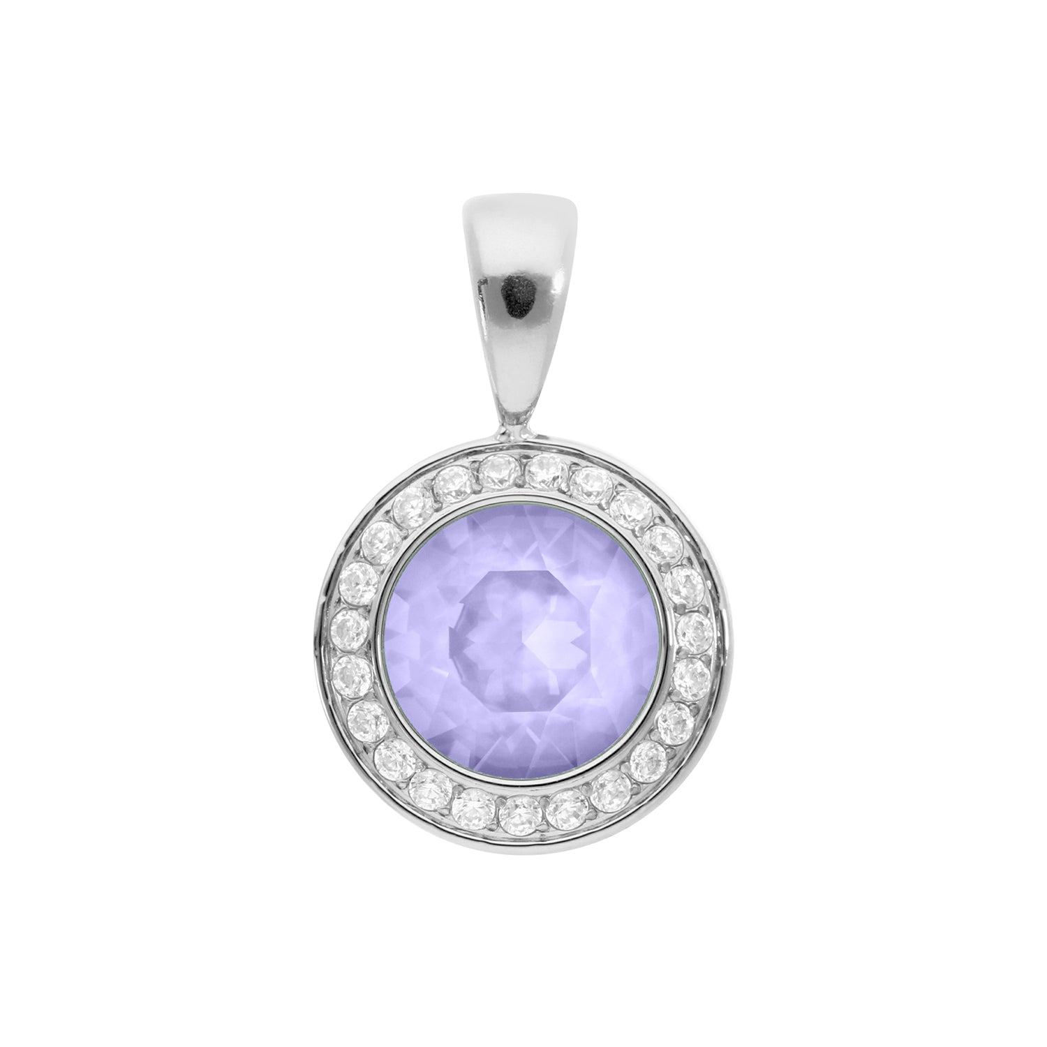 Tondo Deluxe Pendant 0.51" - Silver Crystal Purple Ignite