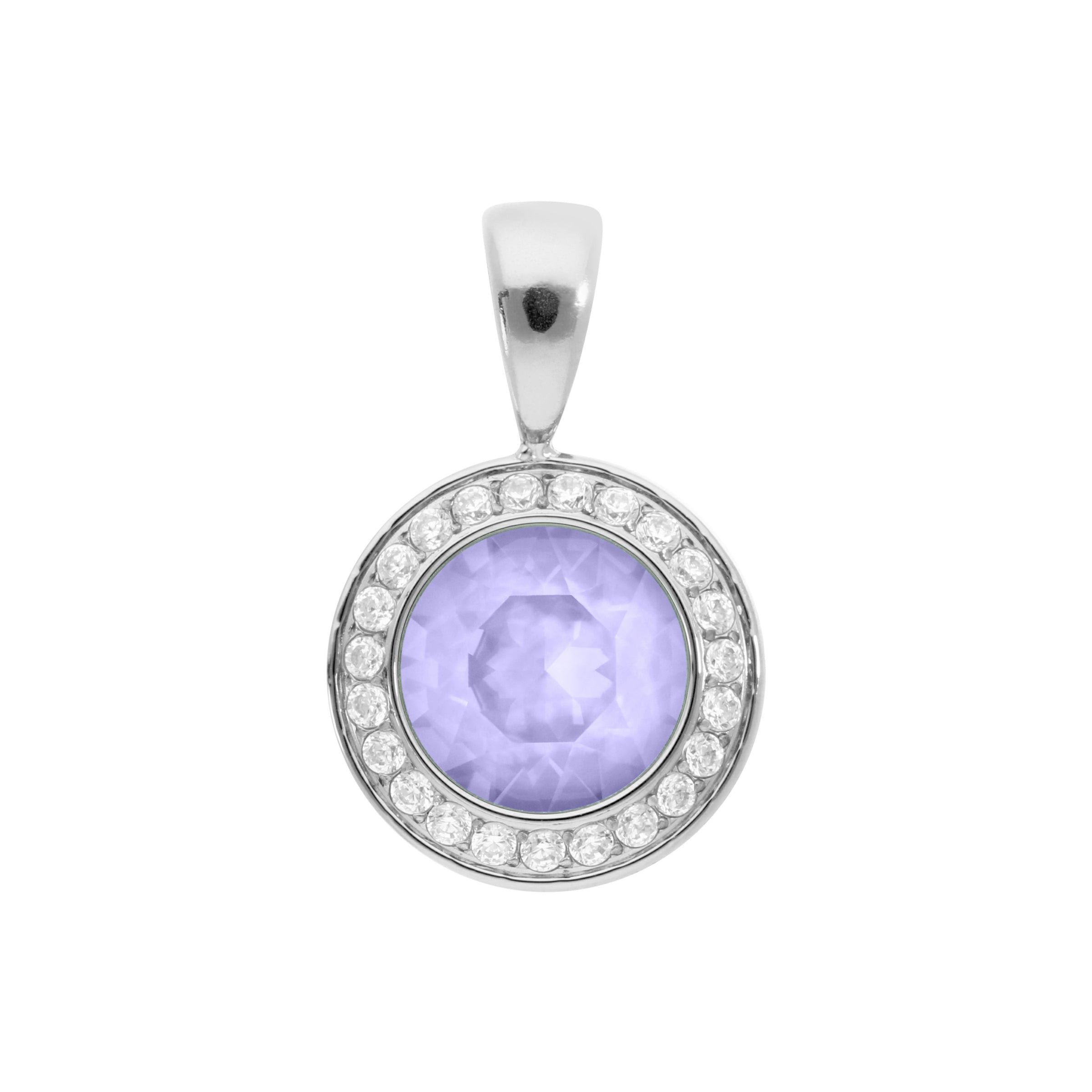 Tondo Deluxe Pendant 0.51" - Silver Crystal Purple Ignite