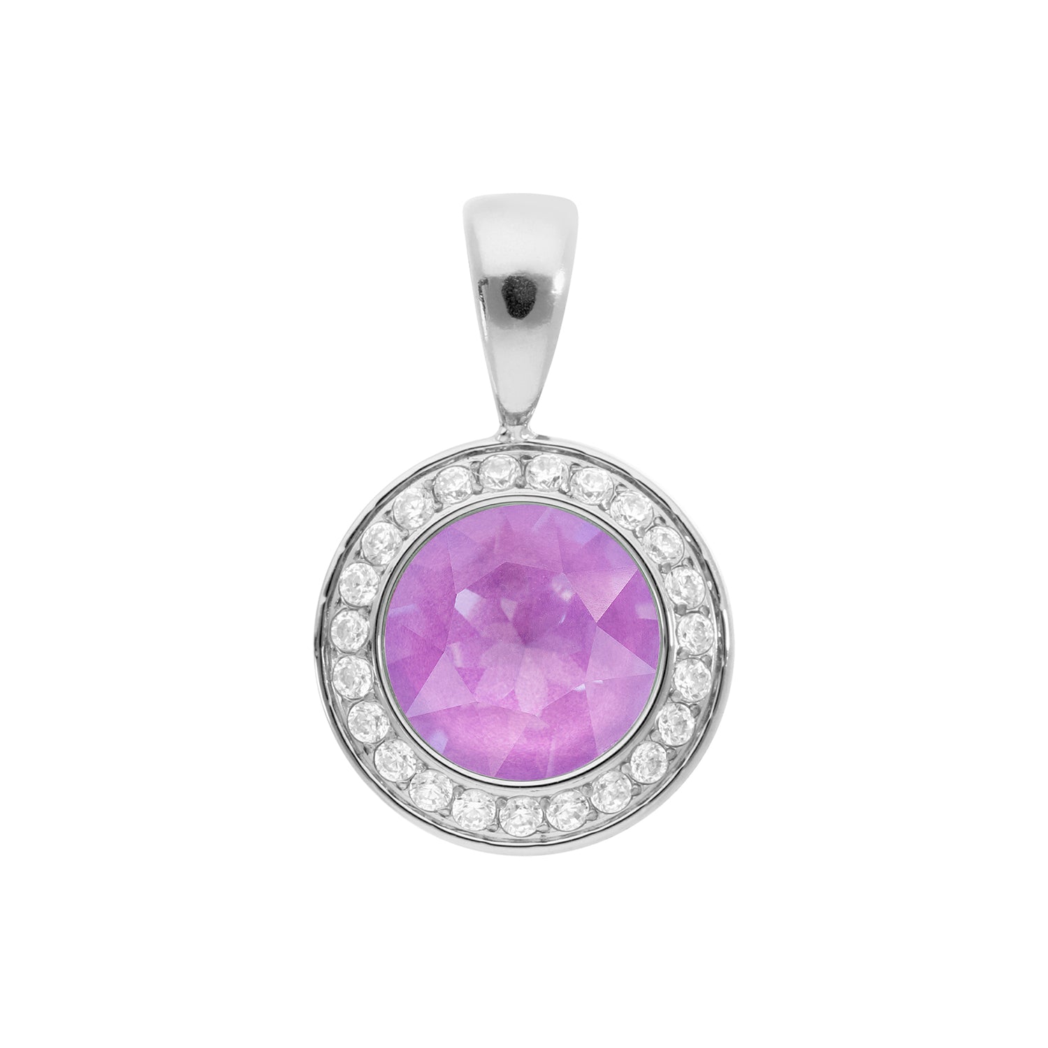 Tondo Deluxe Pendant 0.51" - Silver Crystal Electric Violet Ignite