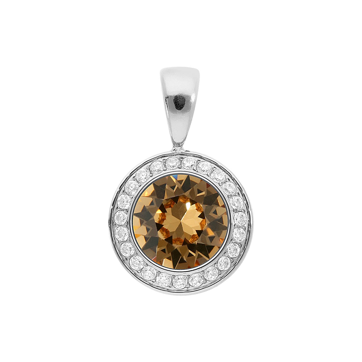 Tondo Deluxe Pendant 0.51" - Silver light colorado topaz
