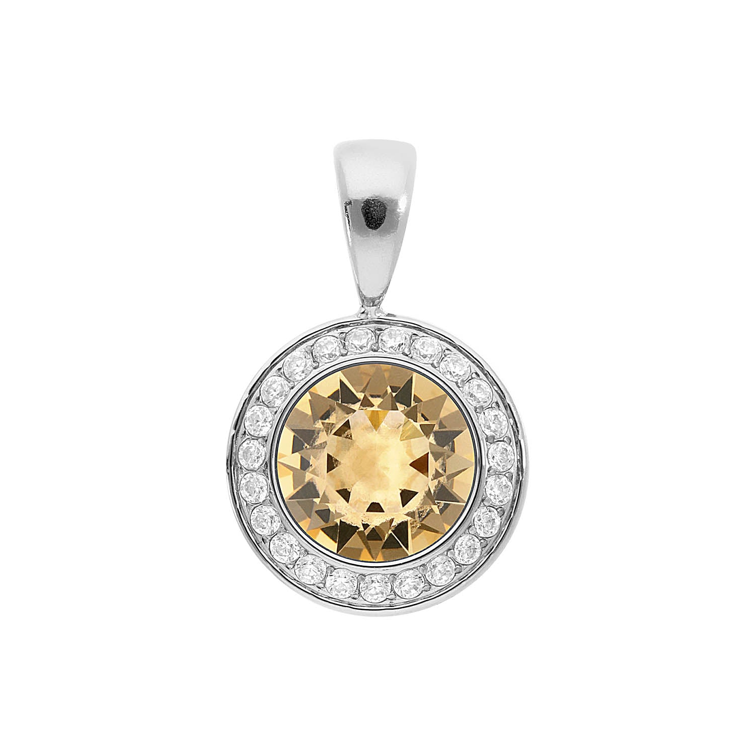Tondo Deluxe Pendant 0.51" - Silver light colorado topaz ignite