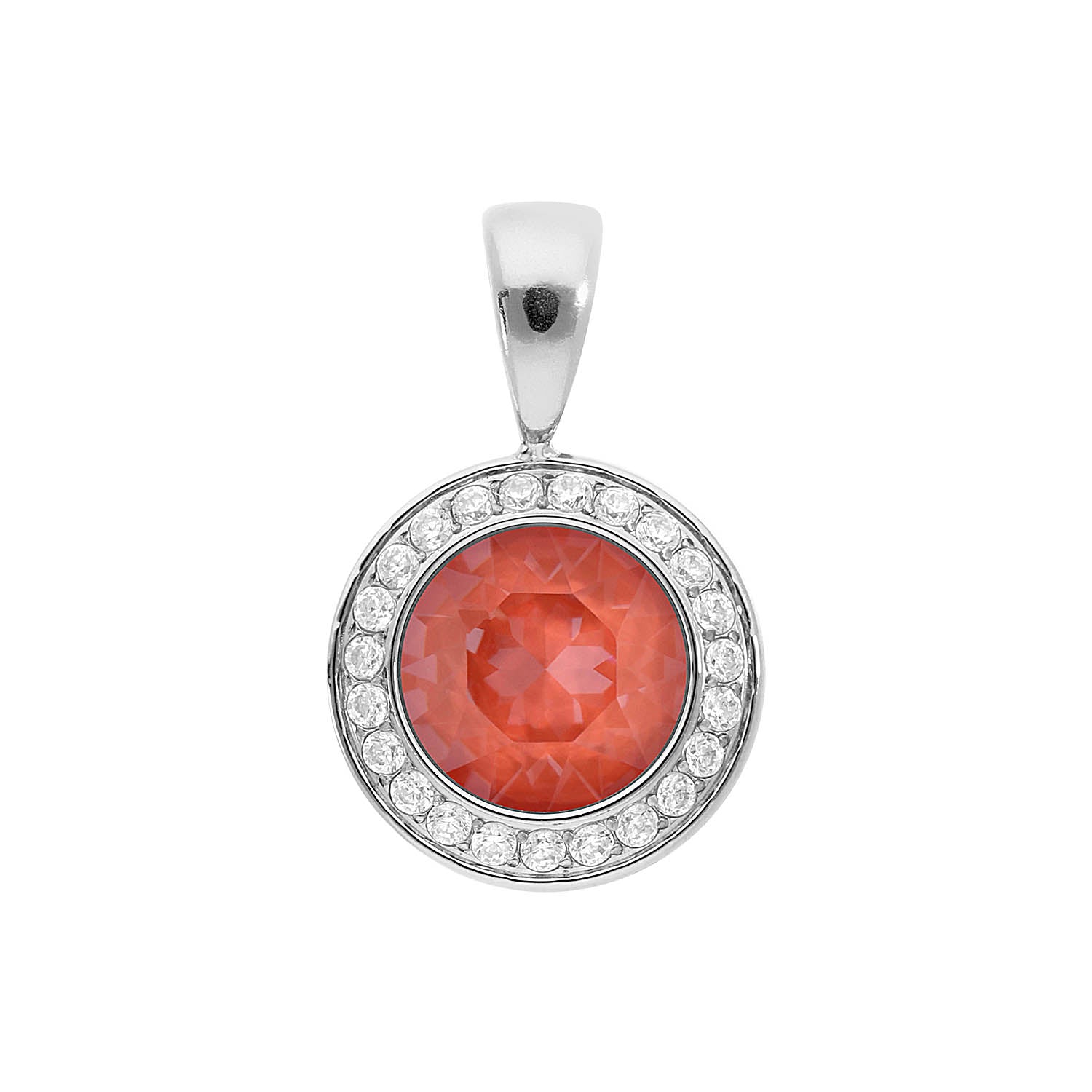 Tondo Deluxe Pendant 0.51" - Silver crystal maroon ignite