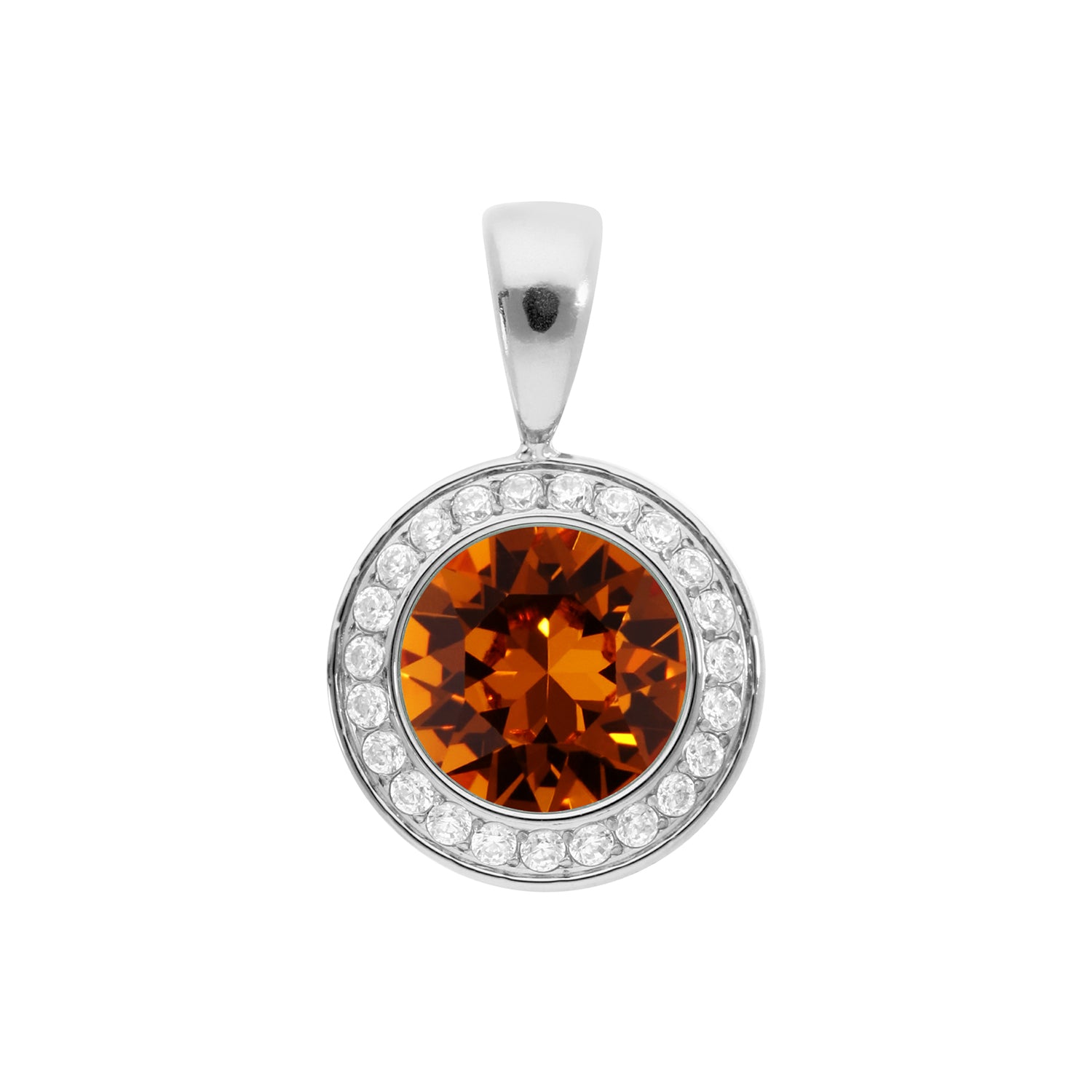 Tondo Deluxe Pendant 0.51" - Silver Smoked Topaz
