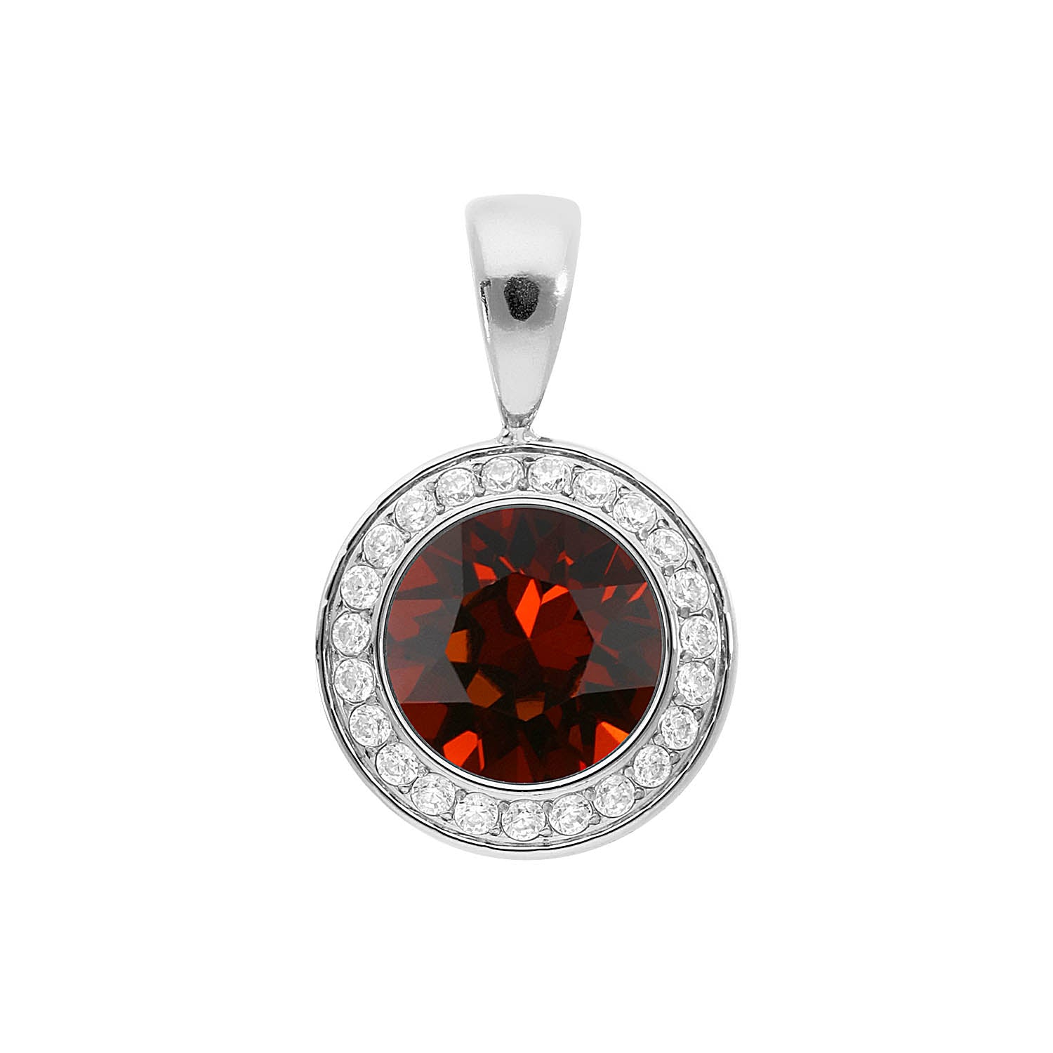 Tondo Deluxe Pendant 0.51" - Silver smoked amber