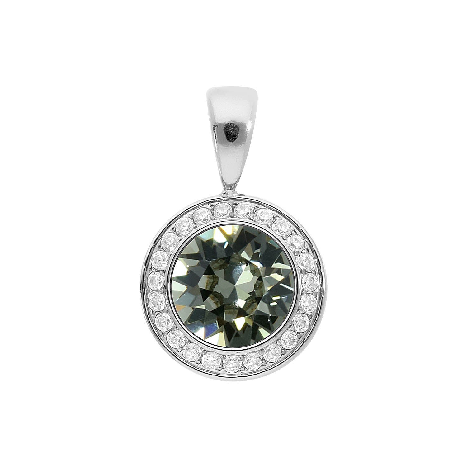 Tondo Deluxe Pendant 0.51" - Silver black diamond