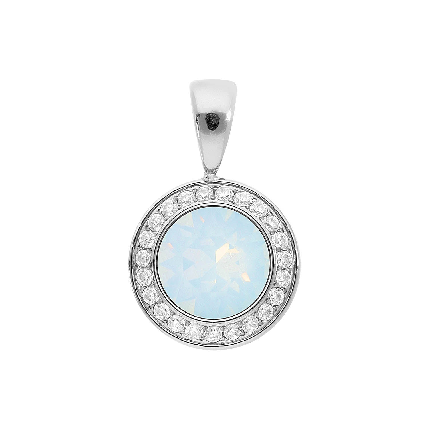 Tondo Deluxe Pendant 0.51" - Silver white opal
