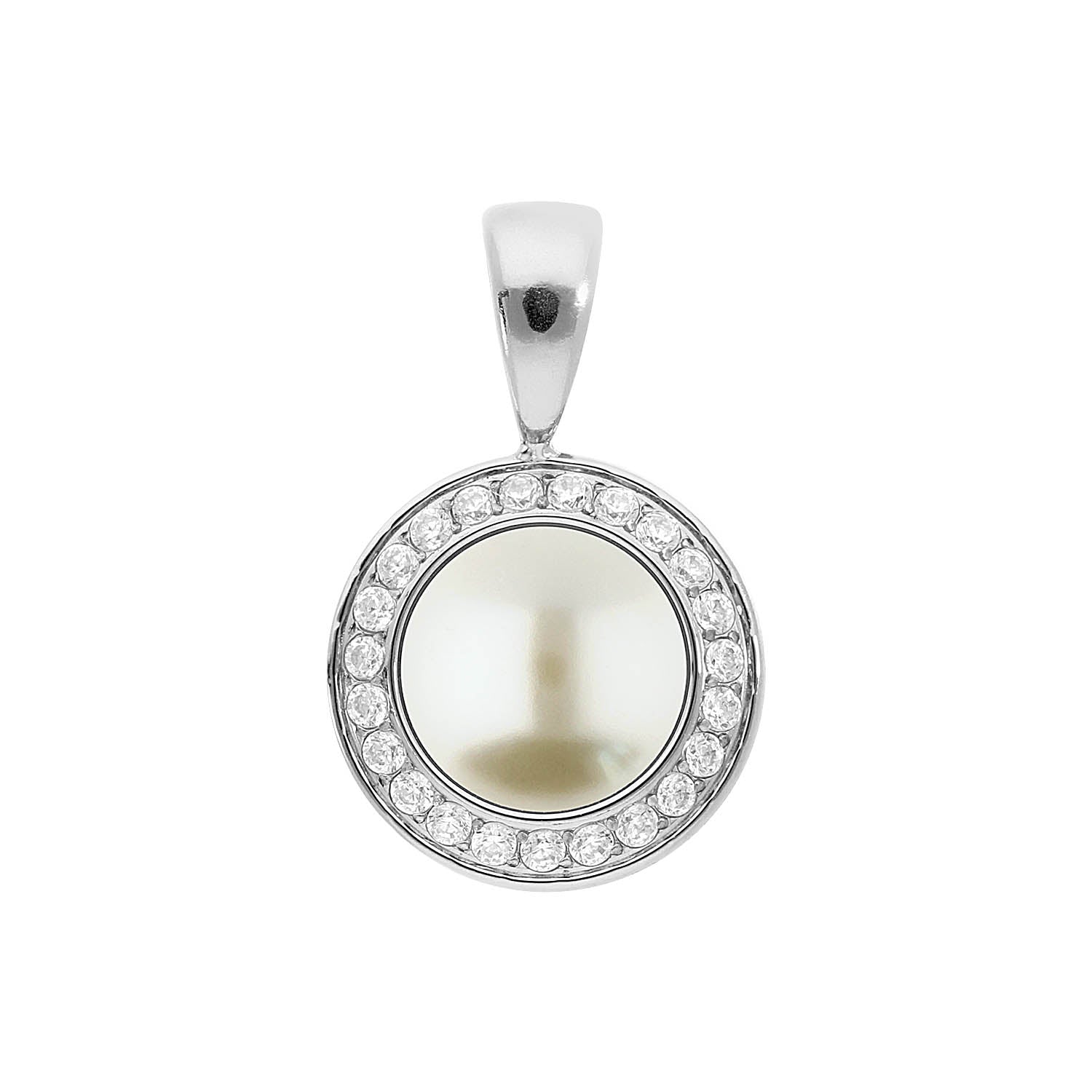 Tondo Deluxe Pendant 0.51" - Silver cream pearl