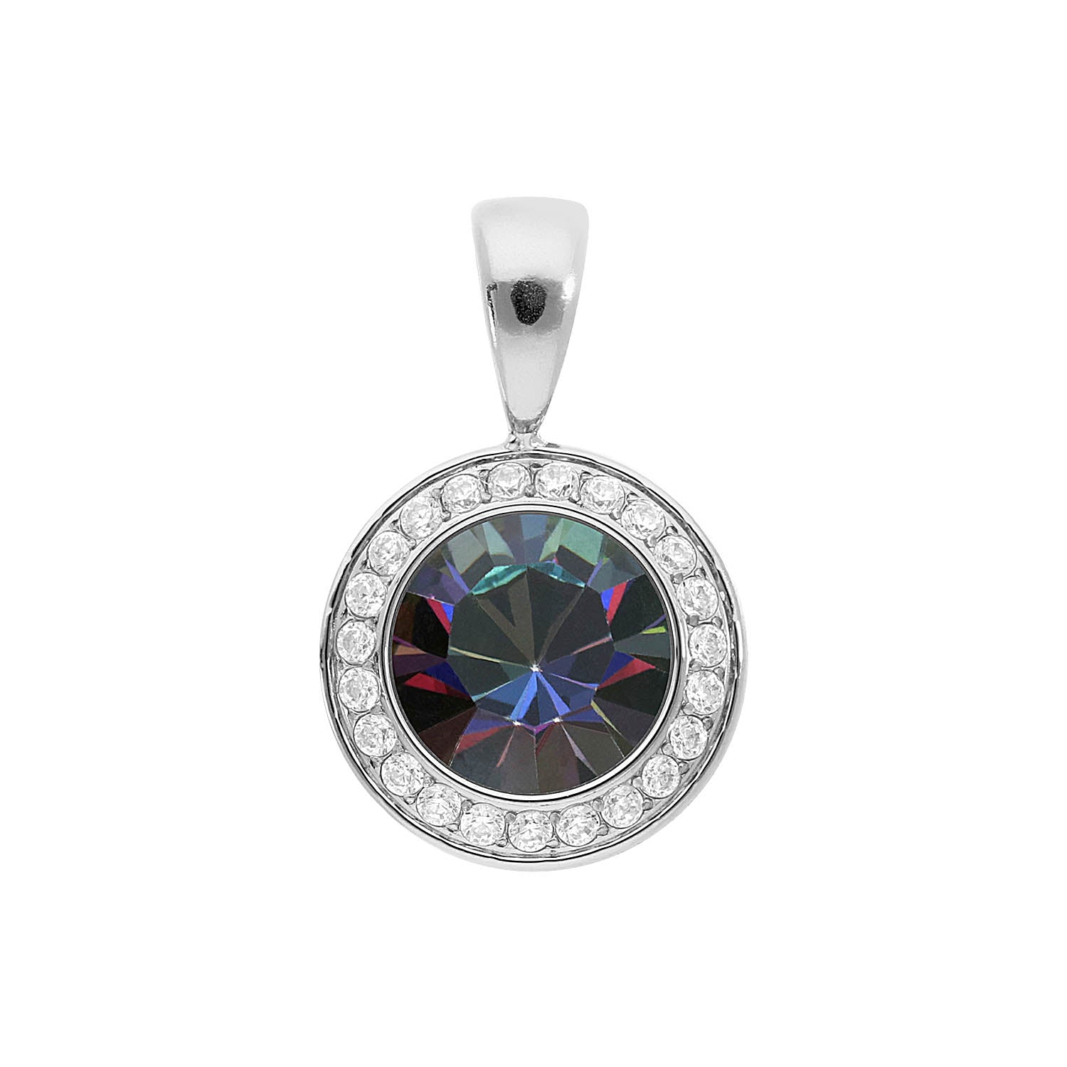 Tondo Deluxe Pendant 0.51" - Silver Crystal Vitrail Medium