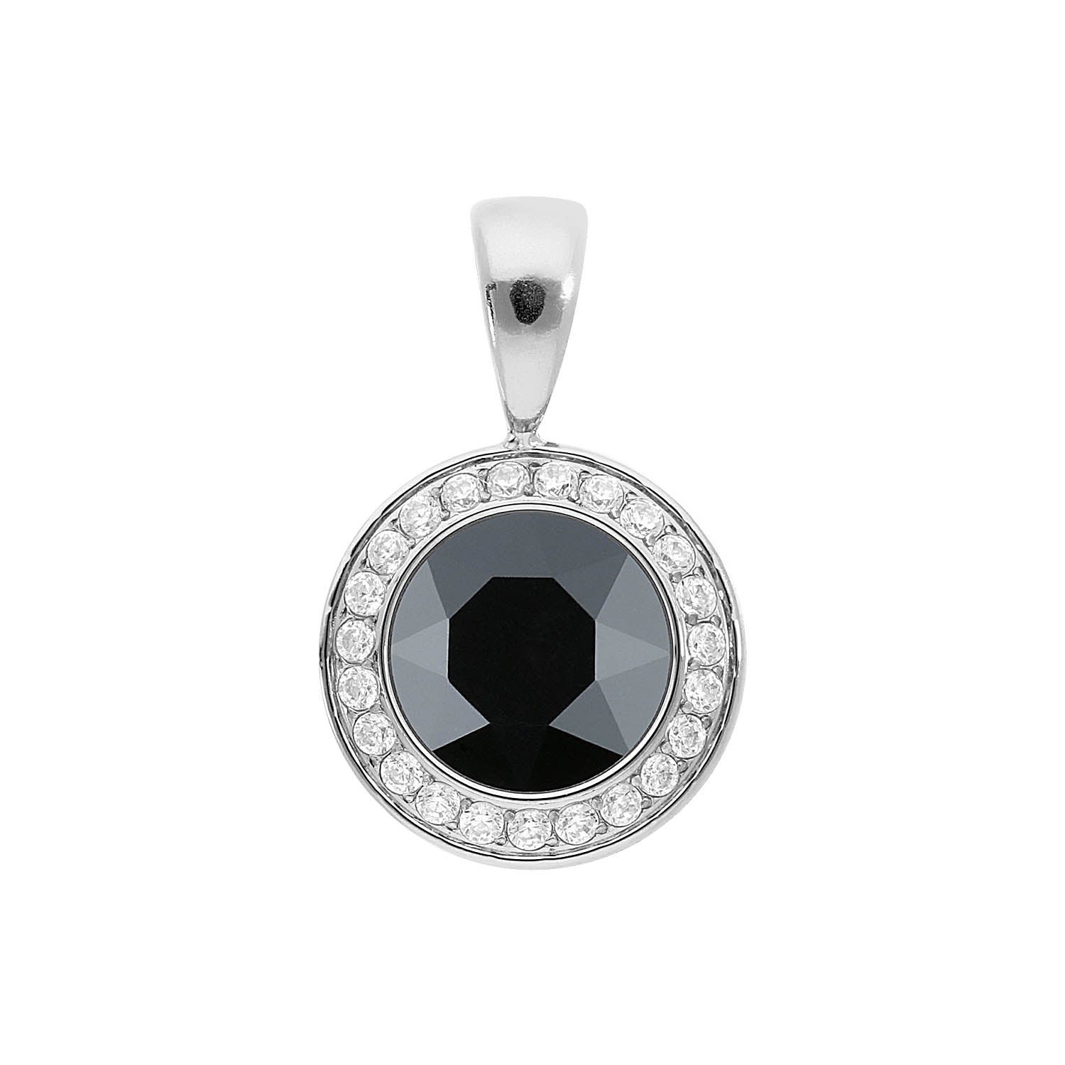 Tondo Deluxe Pendant 0.51" - Silver jet hematite