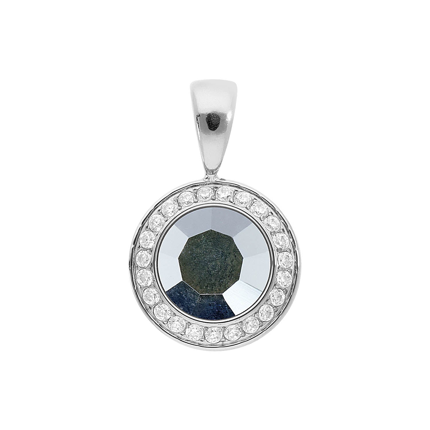Tondo Deluxe Pendant 0.51" - Silver crystal labrador