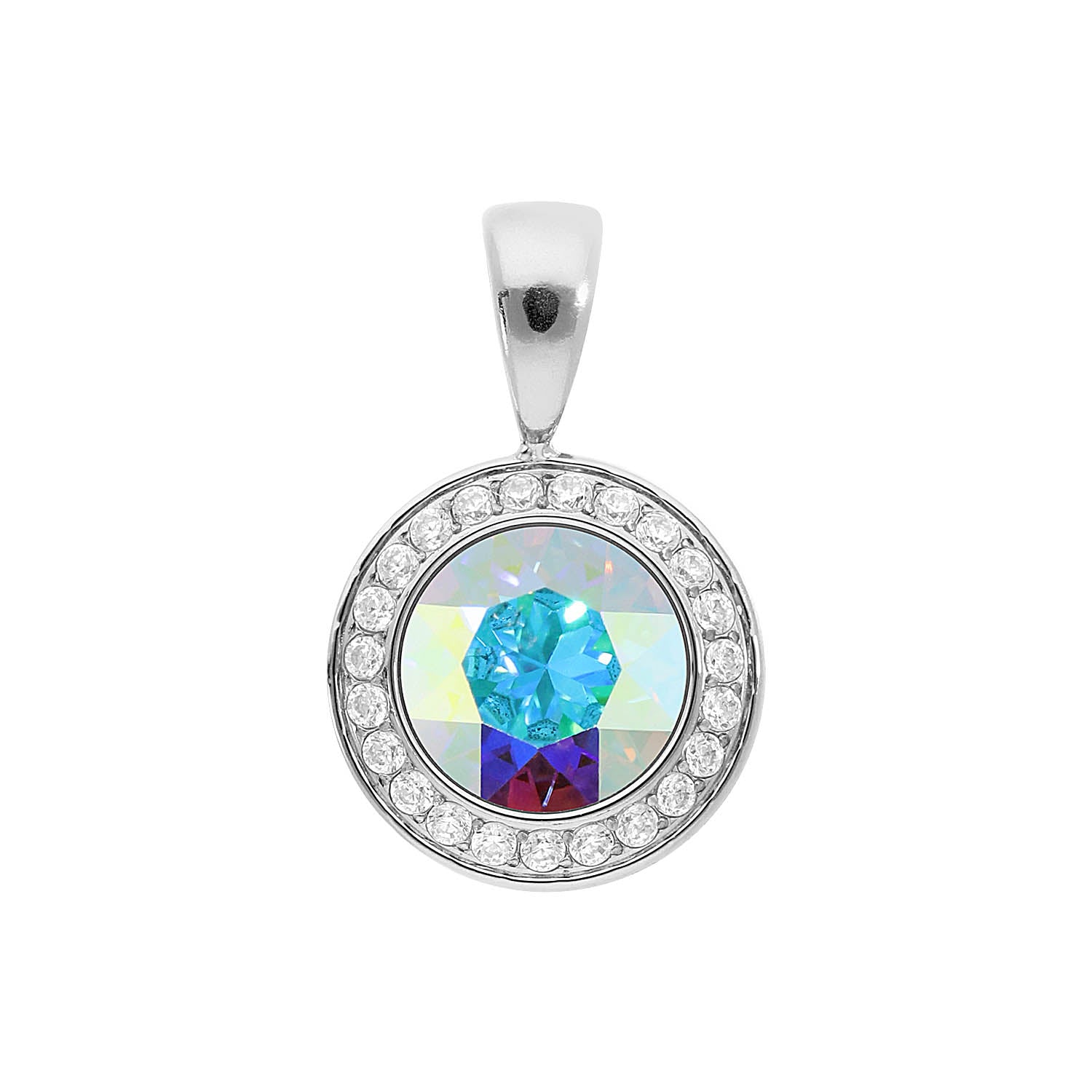 Tondo Deluxe Pendant 0.51" - Silver crystal aurora boreale