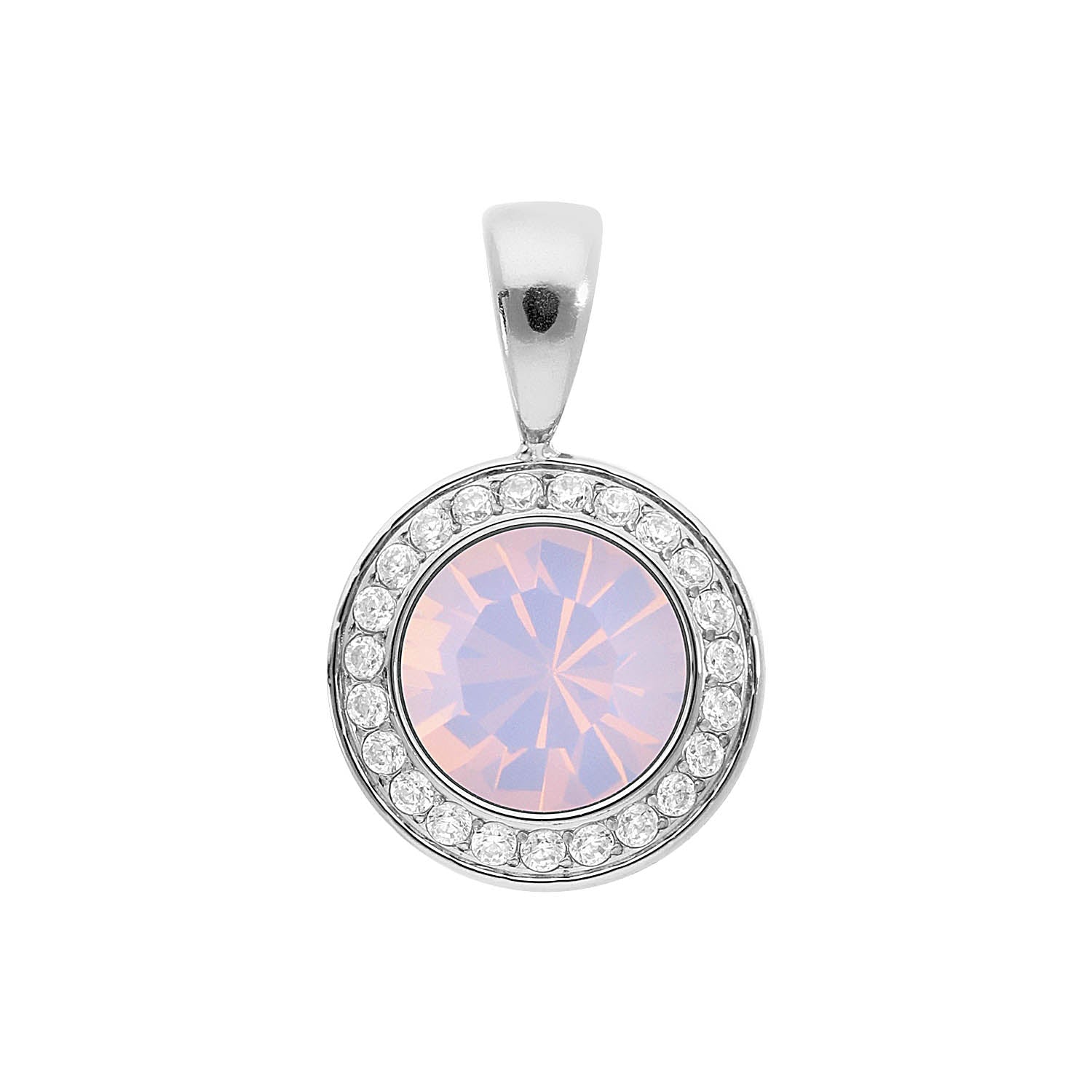 Tondo Deluxe Pendant 0.51" - Silver rose opal