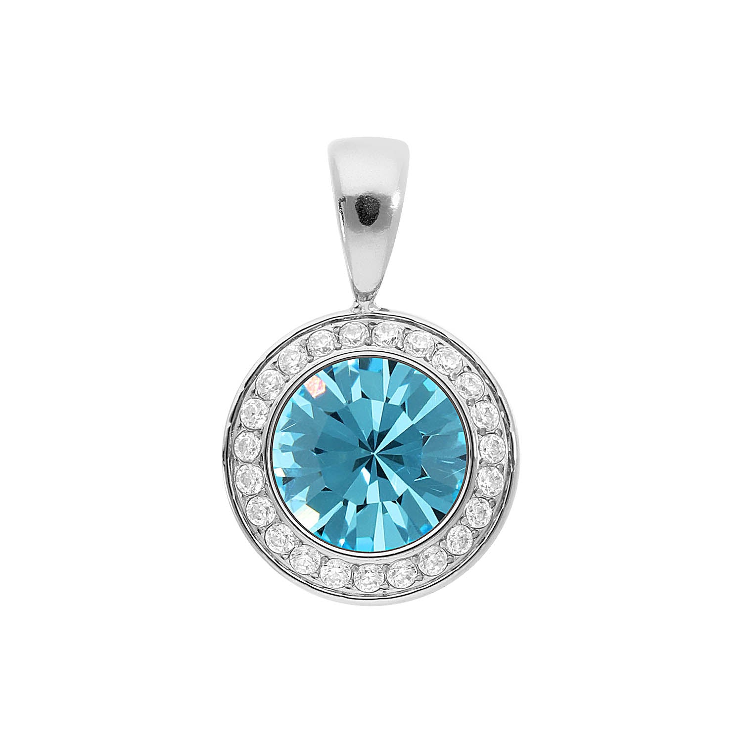 Tondo Deluxe Pendant 0.51" - Silver aquamarine