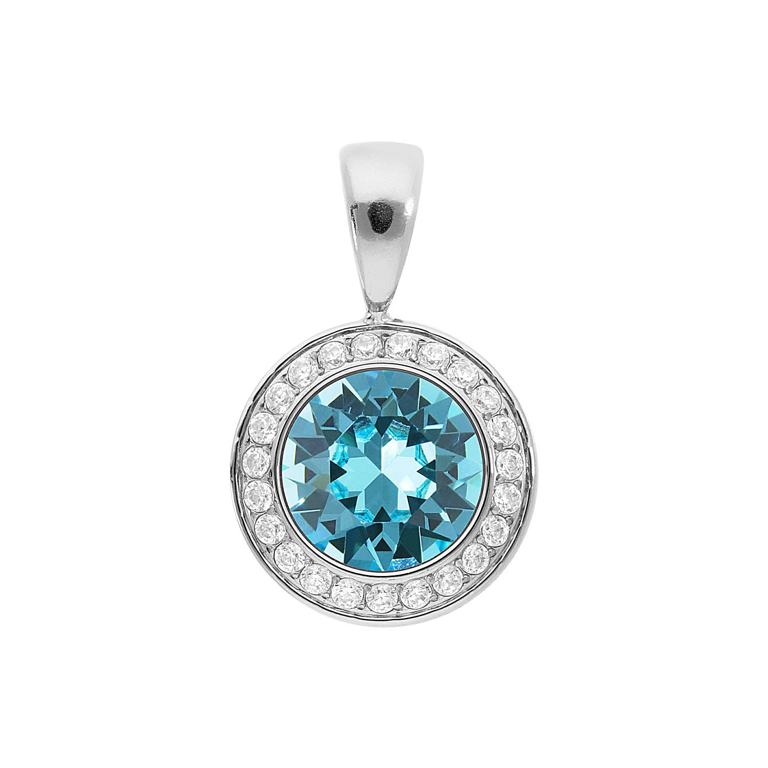 Tondo Deluxe Pendant 0.51" - Silver Light Turquoise
