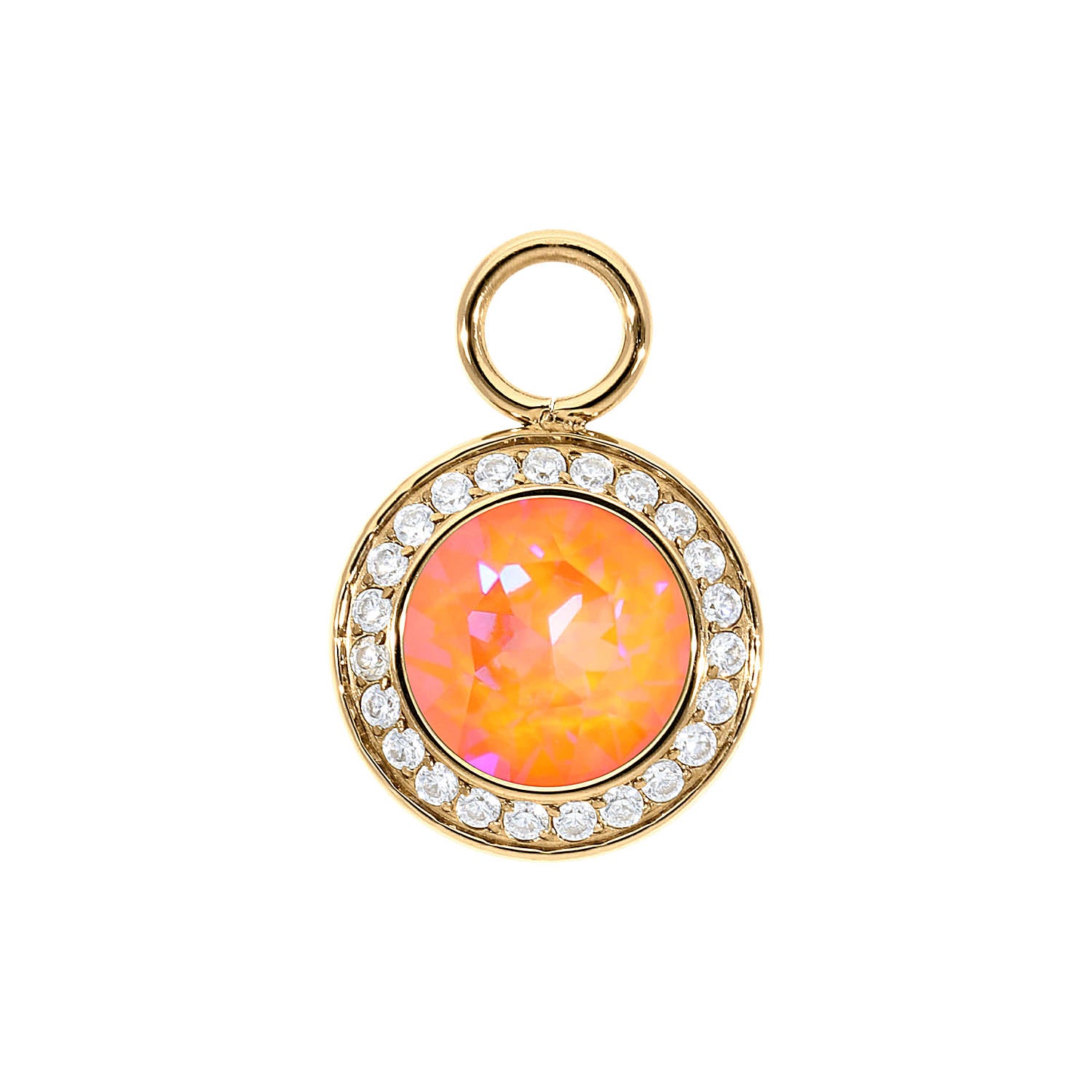 Tondo Deluxe Charm 0.51" - Gold crystal orange glow delite