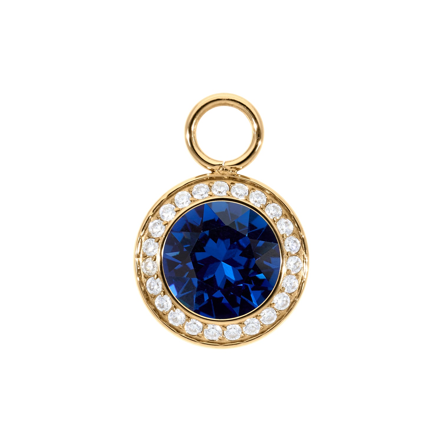Tondo Deluxe Charm 0.51" - Gold ReCreated Dark Sapphire
