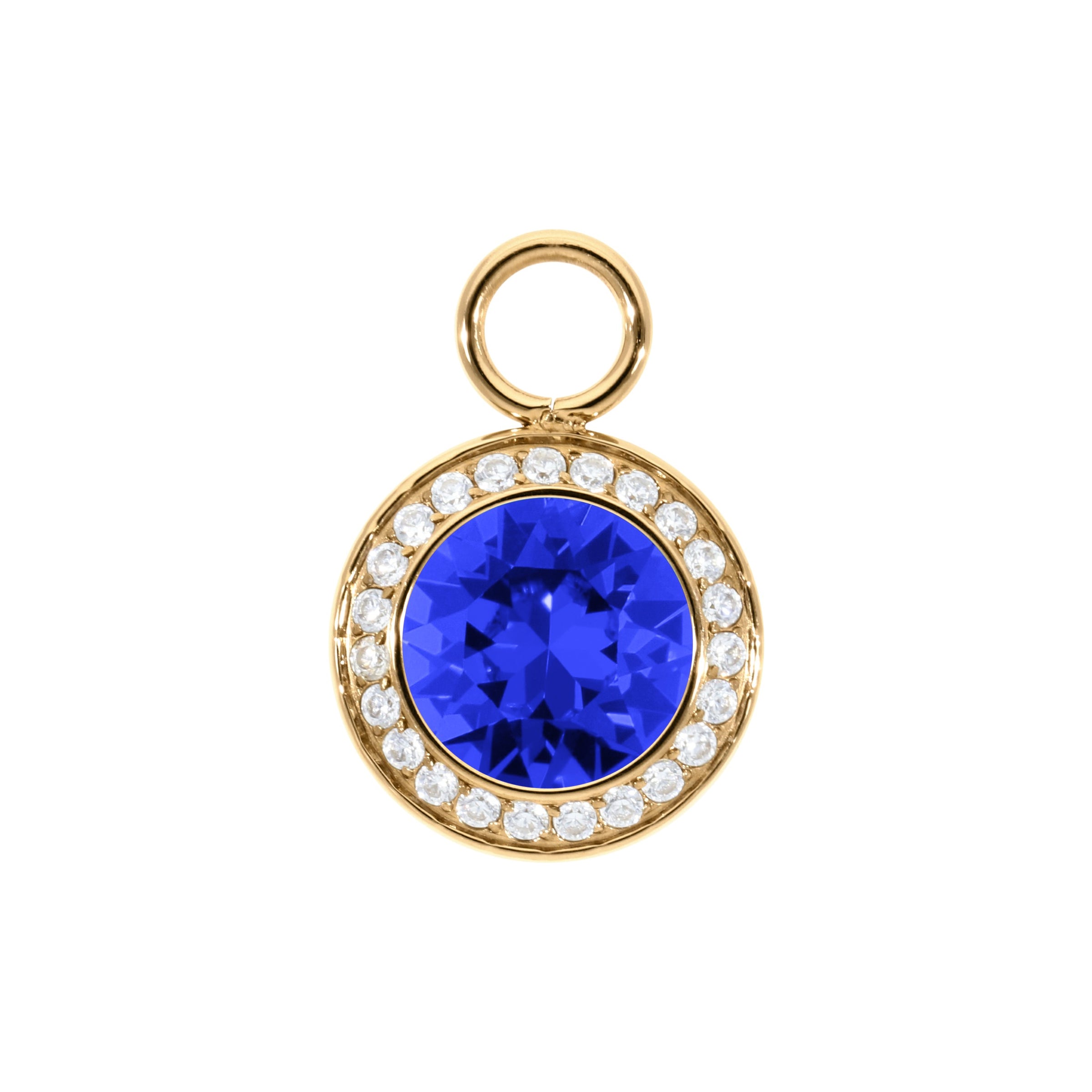 Tondo Deluxe Charm 0.51" - Gold ReCreated Dark Sapphire
