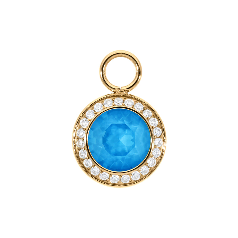 Tondo Deluxe Charm 0.51" - Gold Crystal Electric Blue Ignite