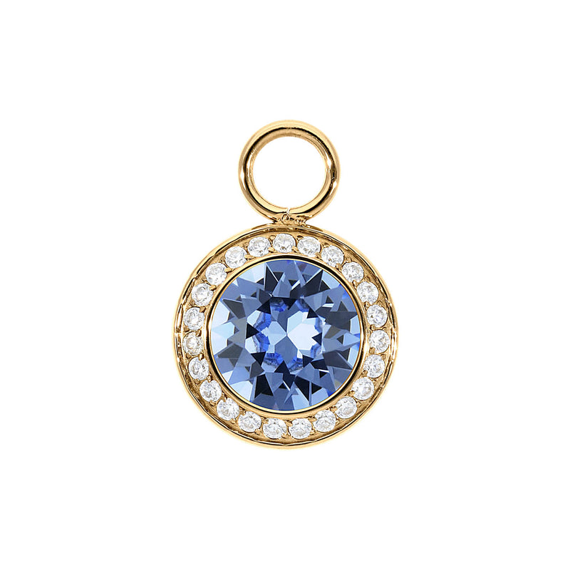 Tondo Deluxe Charm 0.51" - Gold light sapphire