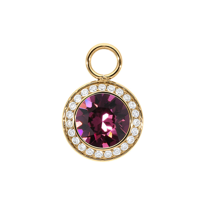 Tondo Deluxe Charm 0.51" - Gold amethyst
