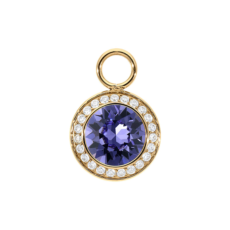 Tondo Deluxe Charm 0.51" - Gold tanzanite