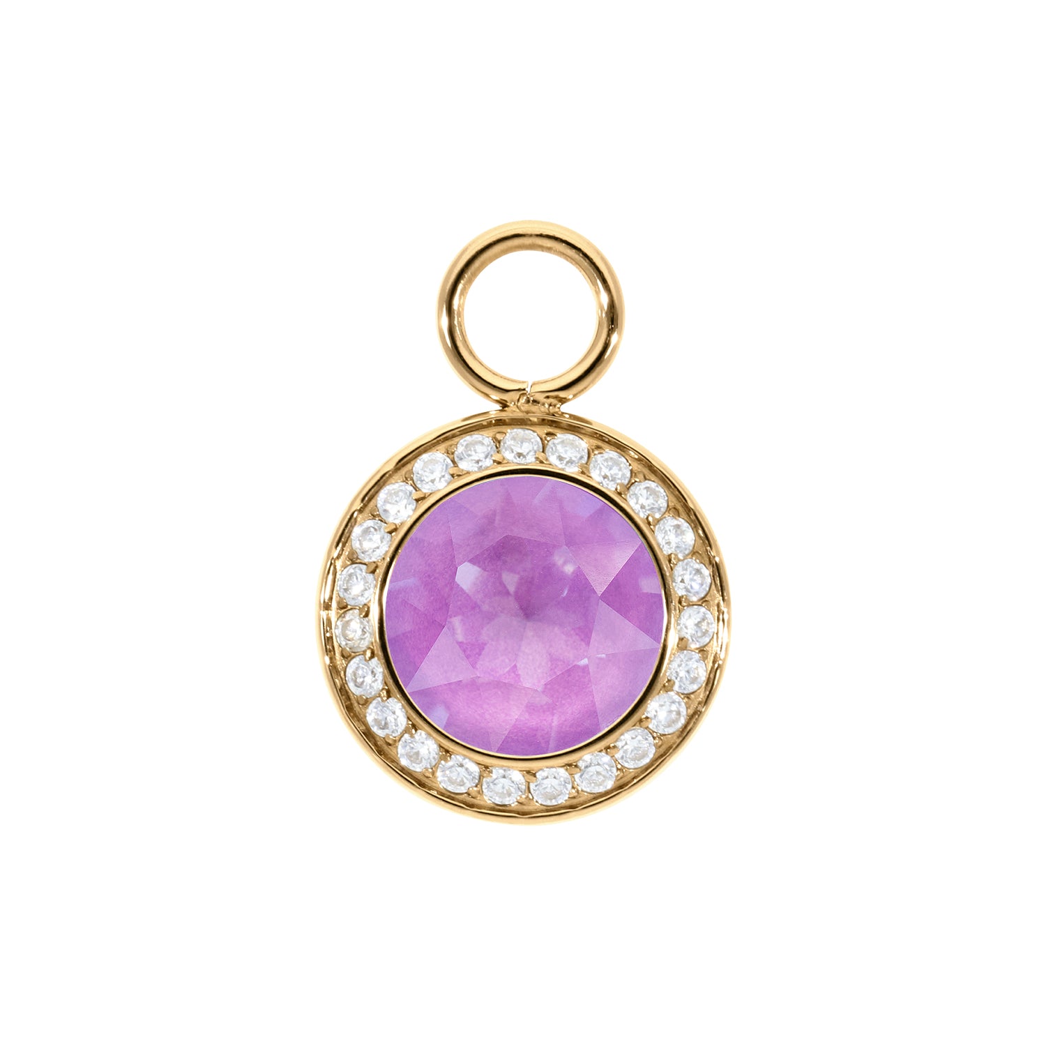 Tondo Deluxe Charm 0.51" - Gold Crystal Electric Violet Ignite
