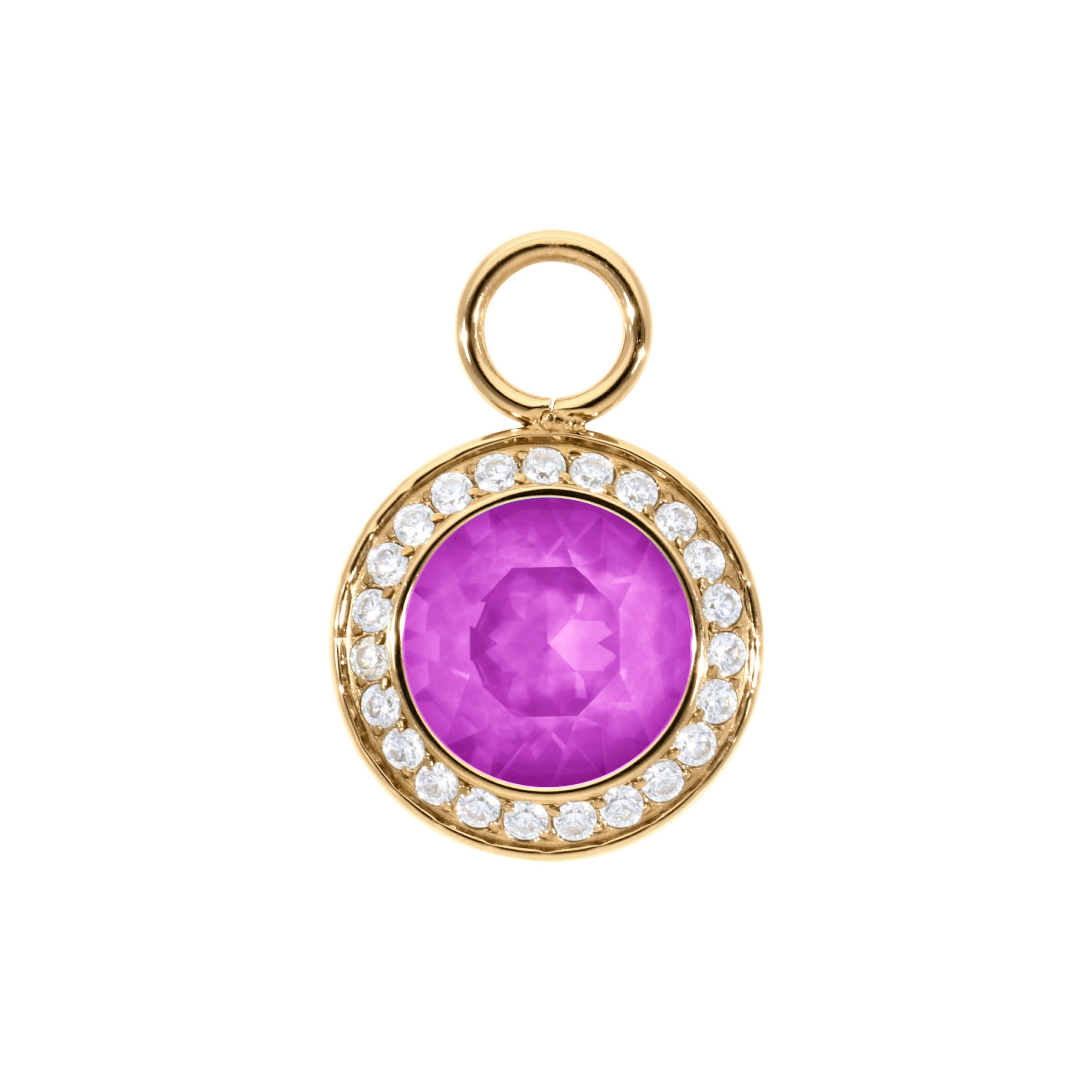 Tondo Deluxe Charm 0.51" - Gold Crystal Electric Violet Ignite